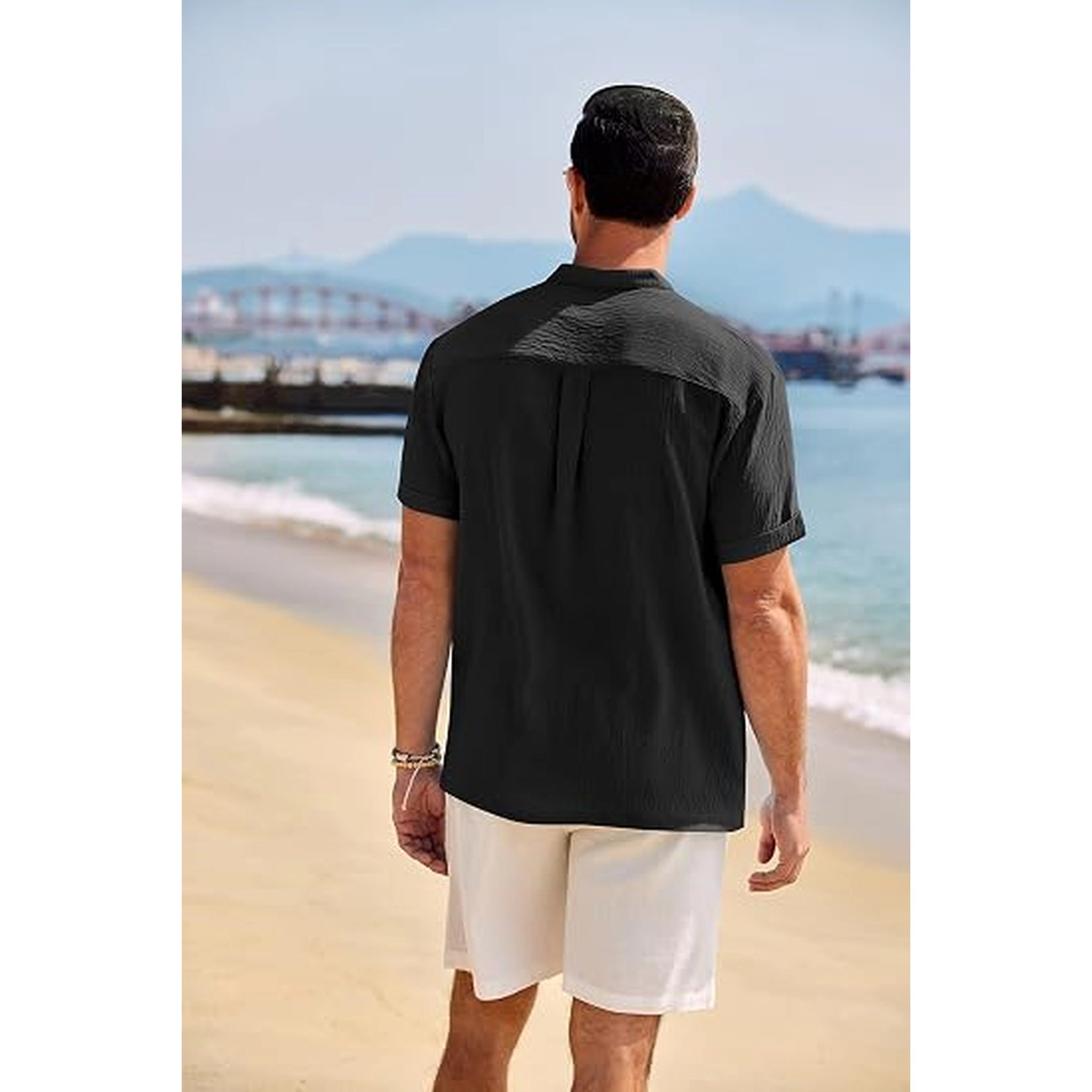 COOFANDY Men's Regular Fit Lightweight Textured Short Sleeve Henley Shirt