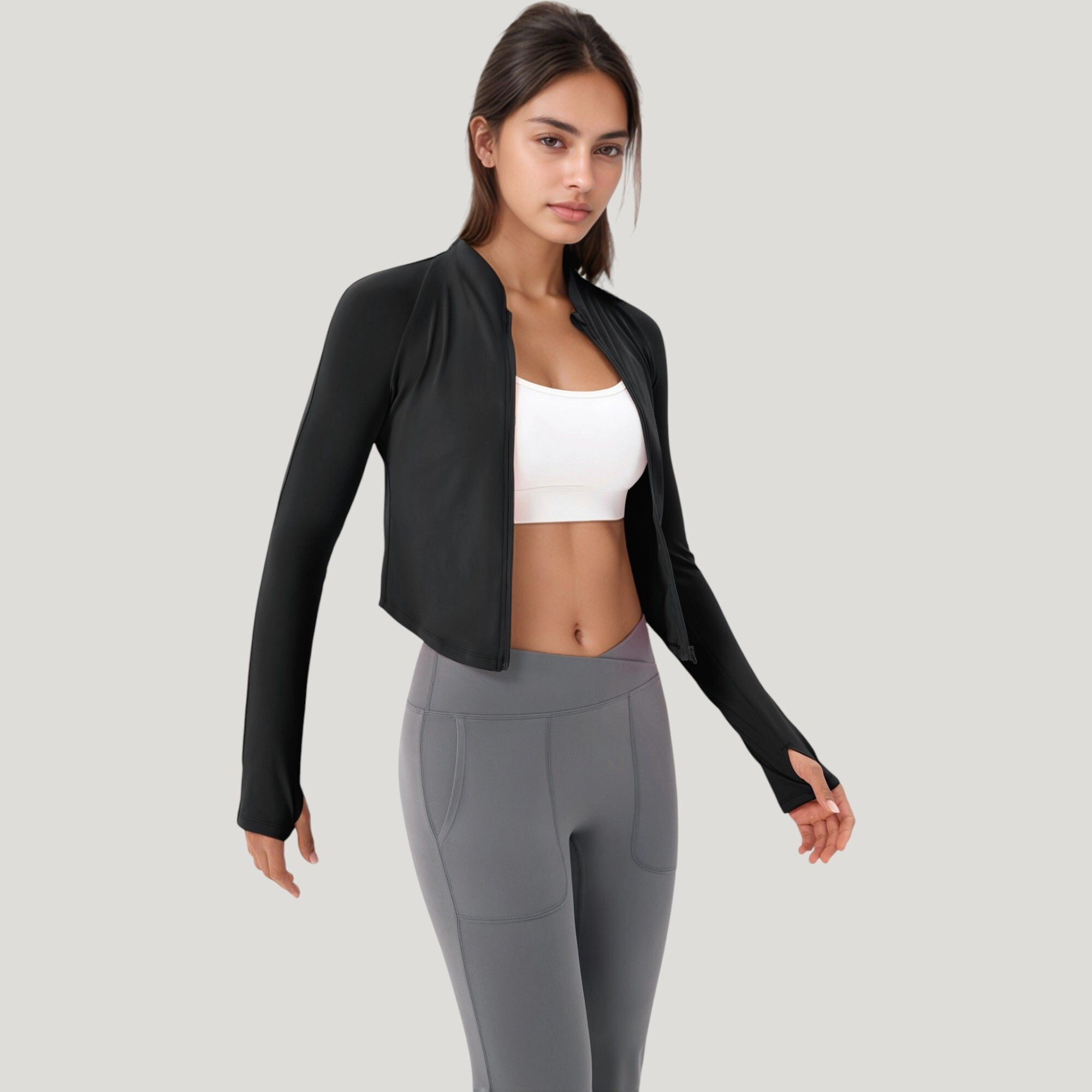 Anna-Kaci Women's Long Sleeve Zip Front Activewear Jacket with Streamlined Fit and Lightweight Performance Fabric