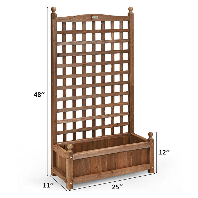 Hivvago Solid Free Standing Wood Planter Box with Trellis for Garden