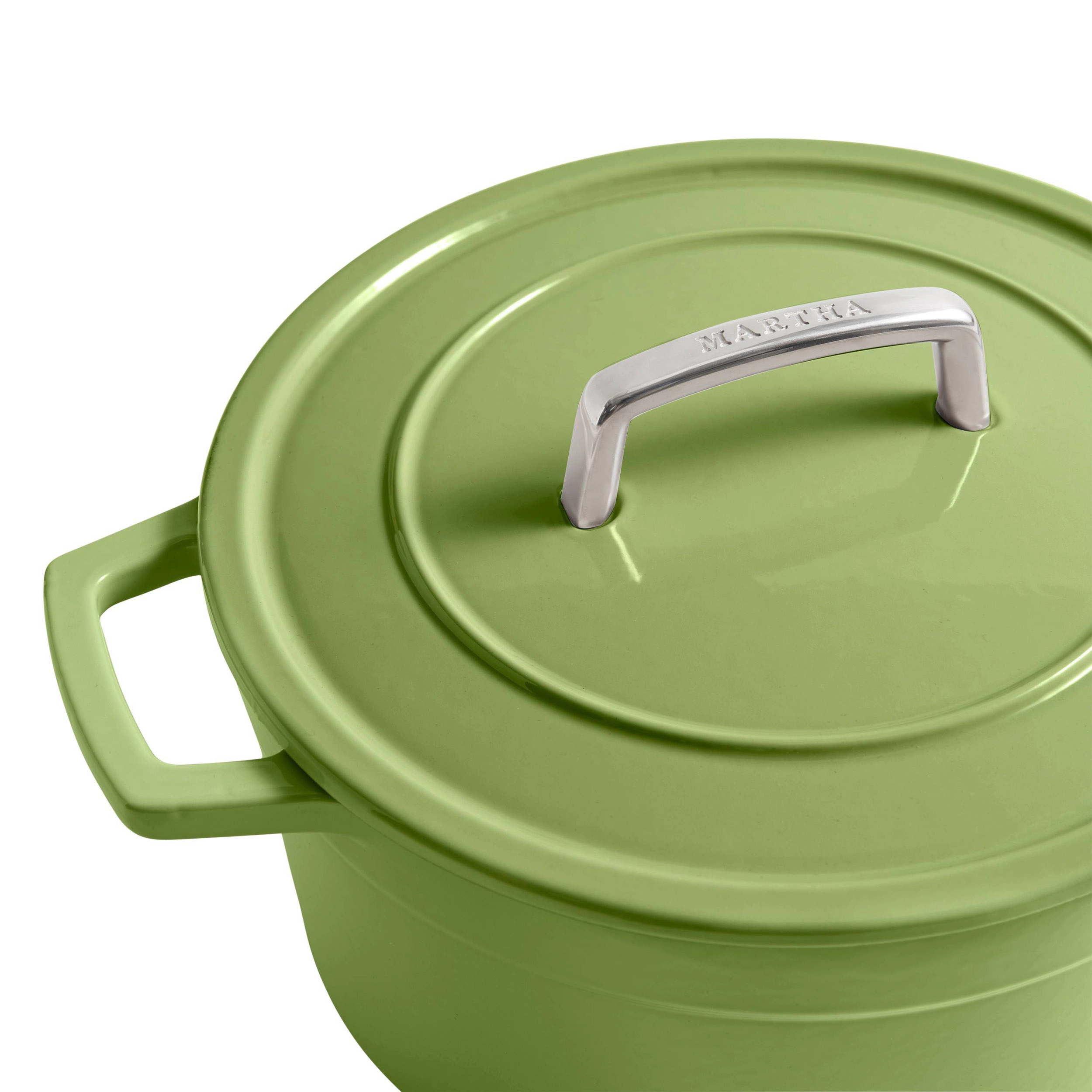 Martha Stewart 7 Quart Enameled Cast Iron Dutch Oven with Lid in Green