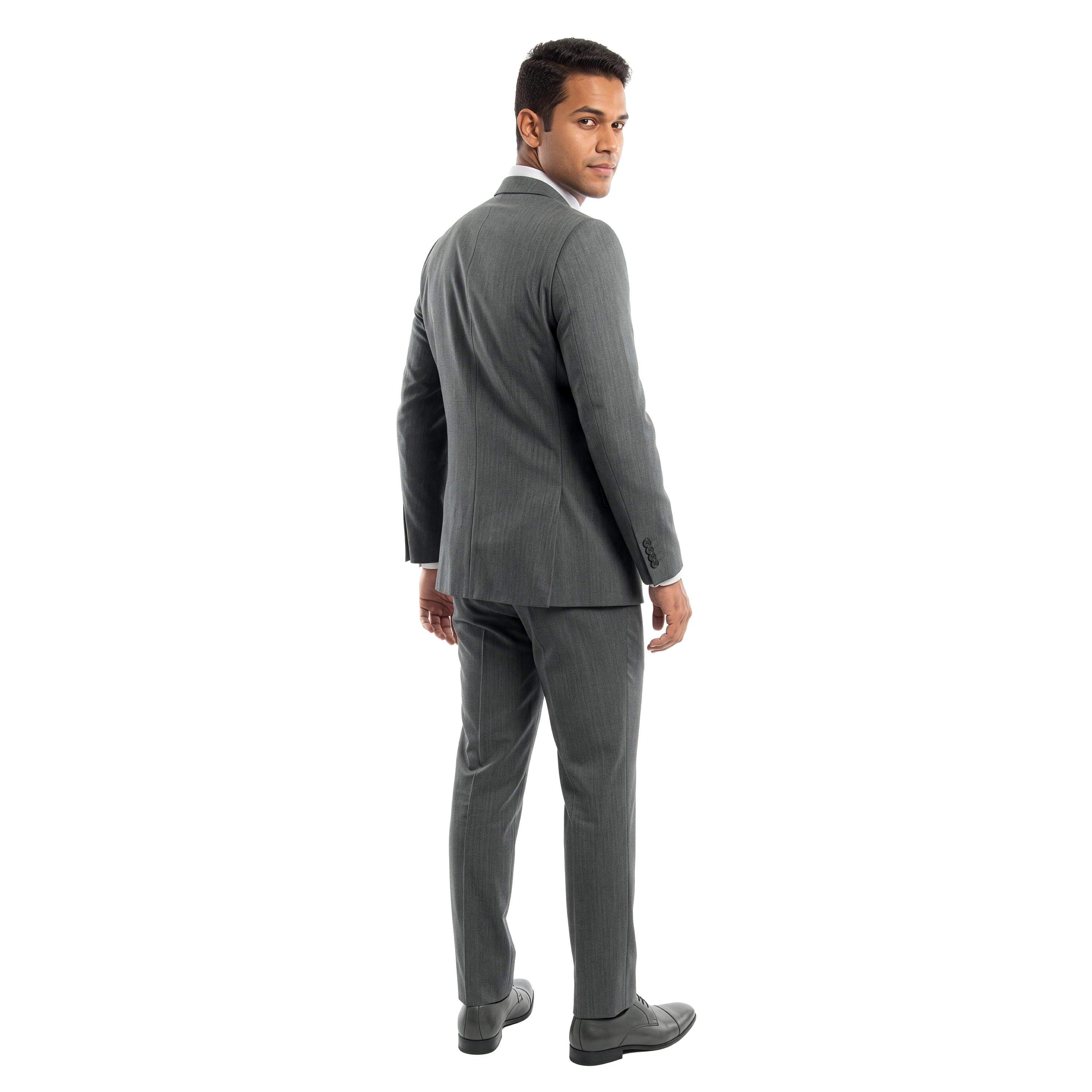 Tazzio Mens Slim Fit 2 Piece Vertical Weave Sharkskin Suit Set