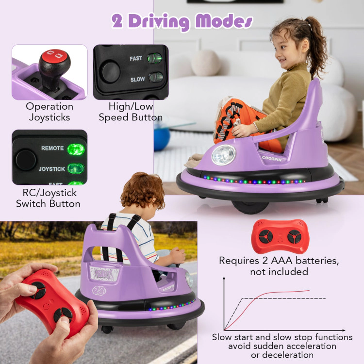 Hivvago 12V Kids Ride On Bumper Car with Remote Control and Dual Joysticks