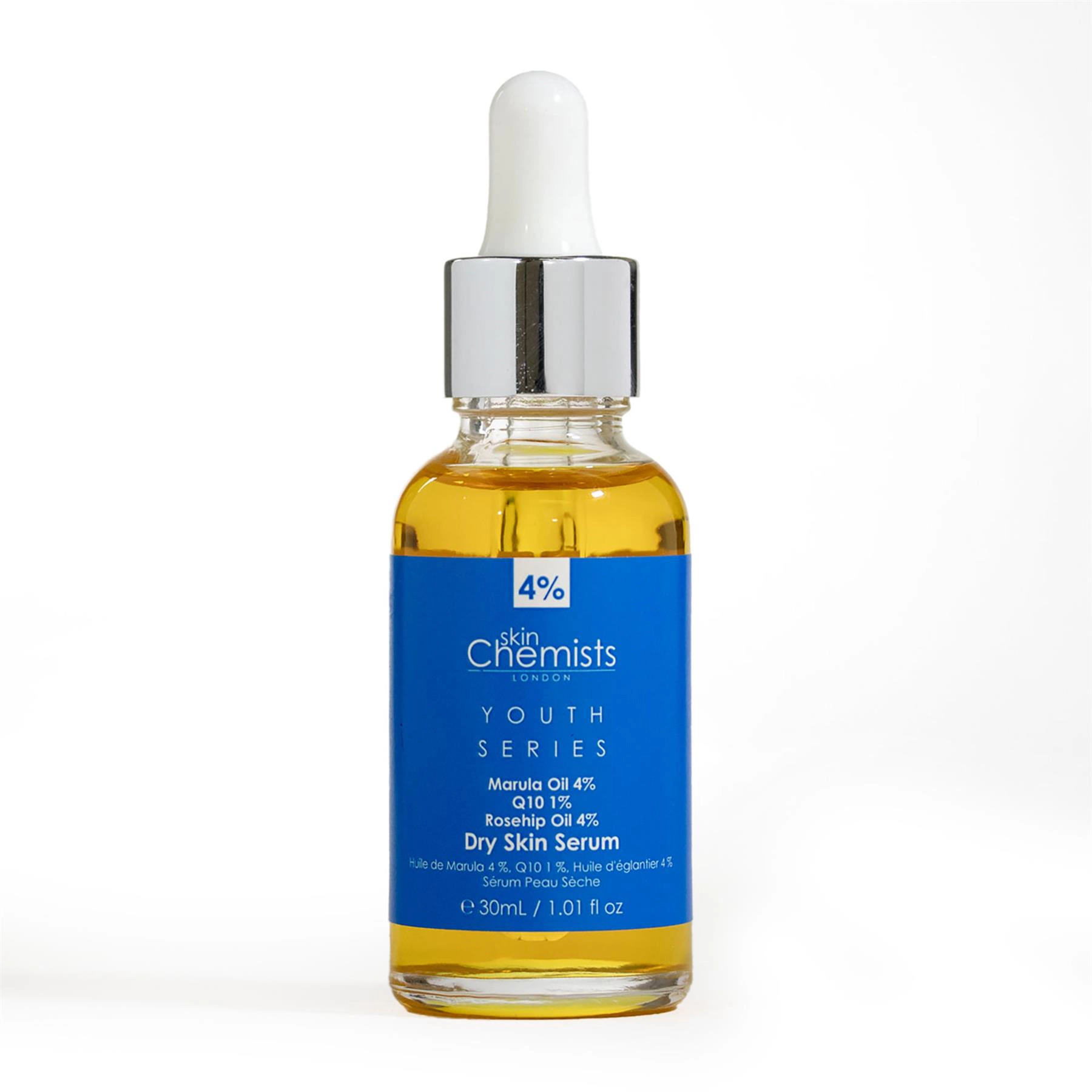 skinChemists Youth Series Dry Skin Serum - Marula Oil 4% Q10 1% Rosehip Oil 4% - 30ml