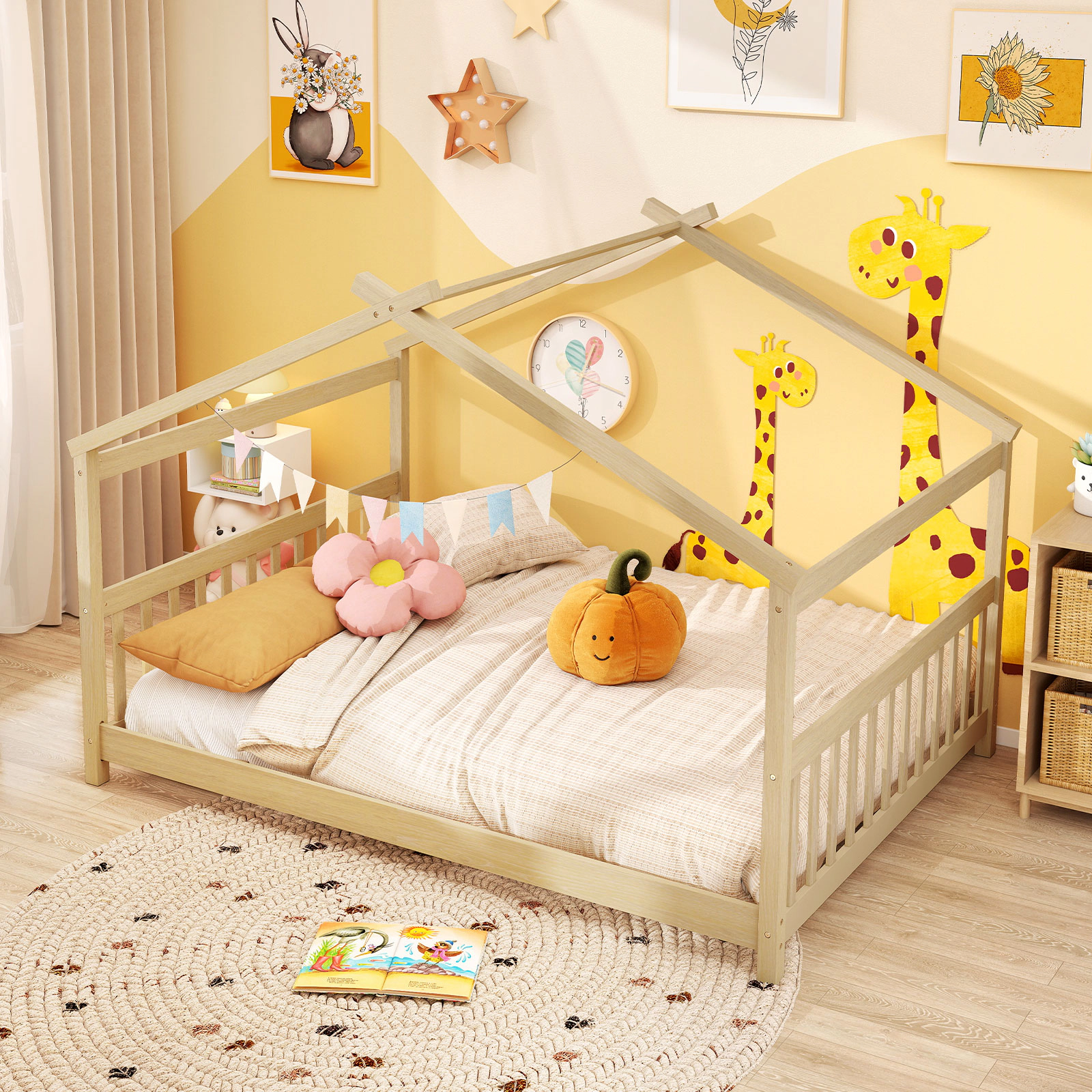 LJG Full House Bed Montessori Floor with Headboard