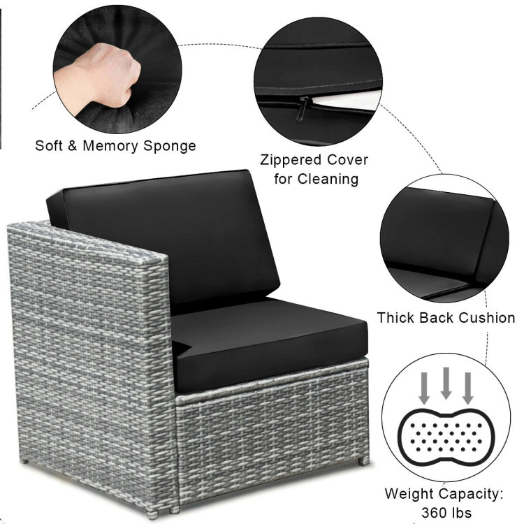 Hivvago 8 Pieces Wicker Sofa Rattan Dining Set Patio Furniture With Storage Table