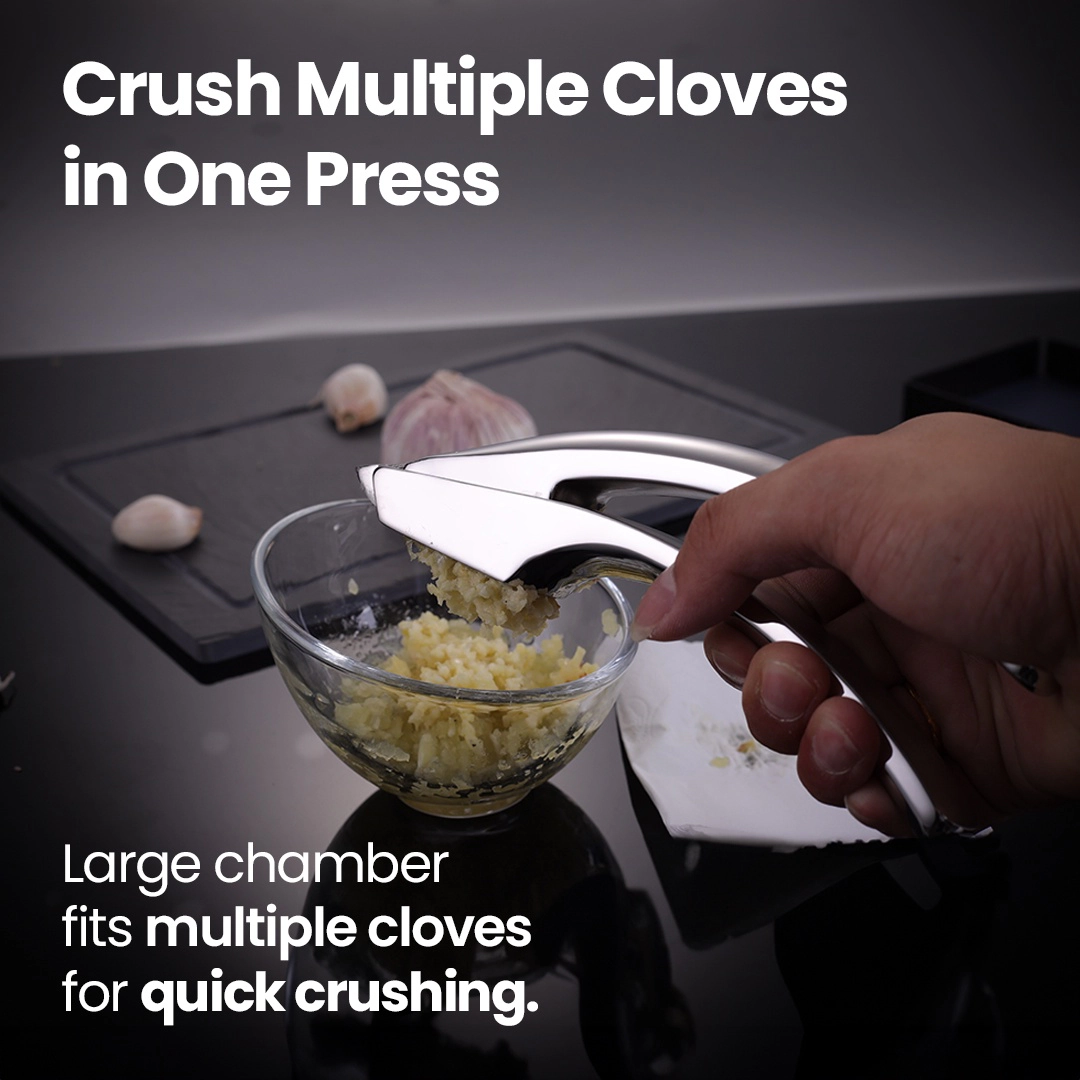 Gourmet Easy Garlic Press No Need to Peel, Stainless Steel Garlic Mincer