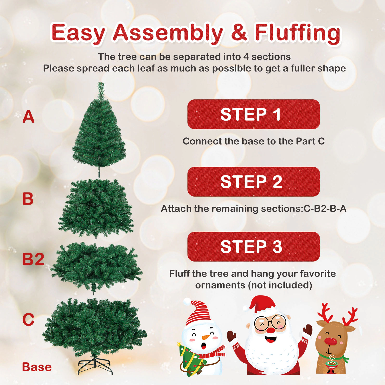 Glintex 8-Ft Artificial Christmas Tree with 1138 Tips and Solid Metal Stand, Green