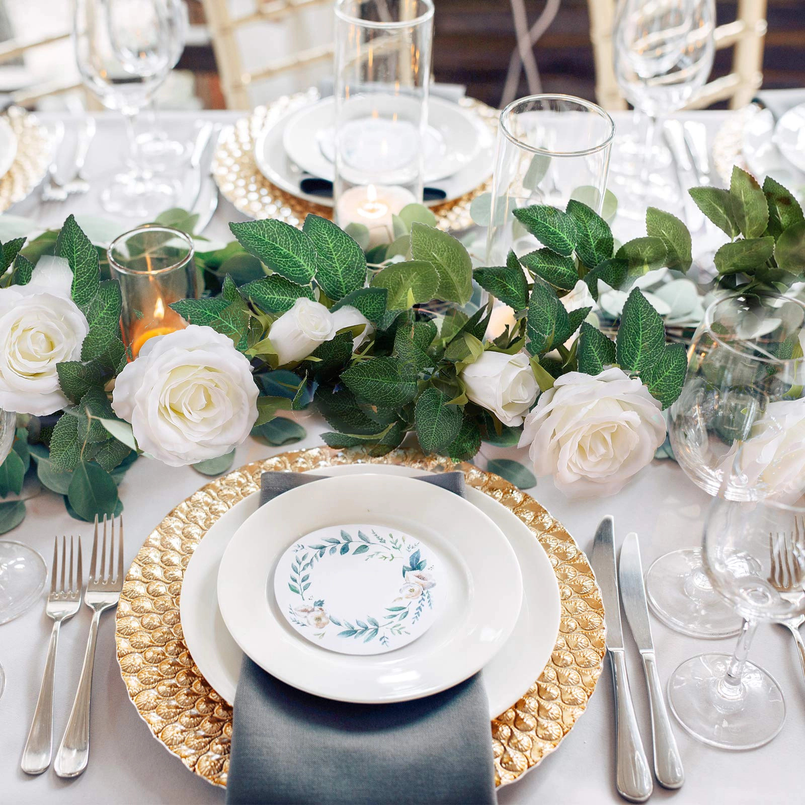 PUPWE Artificial Rose Vine Garland Wedding Decor