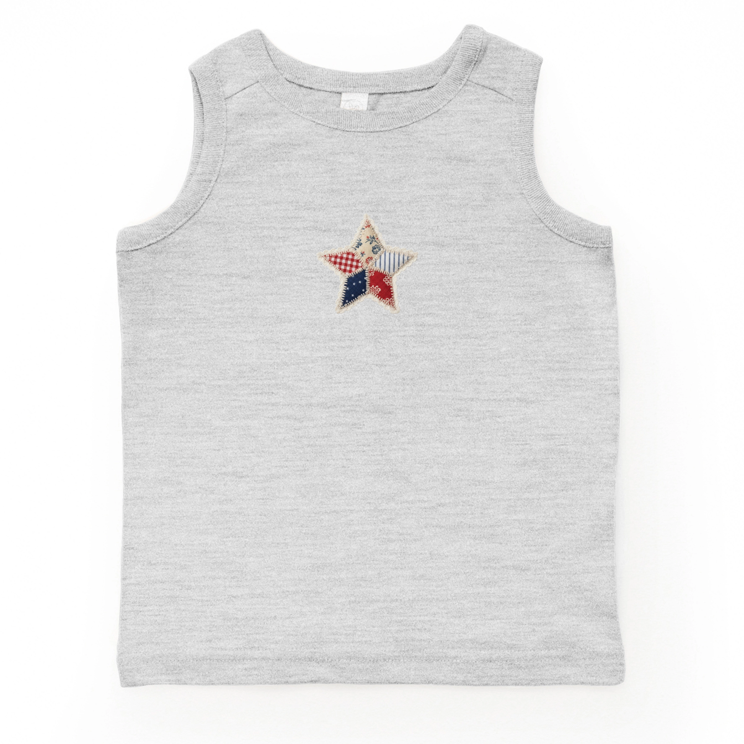 The Juniper Shop - Patriotic Star Faux Patchwork Print Toddler Graphic Tank