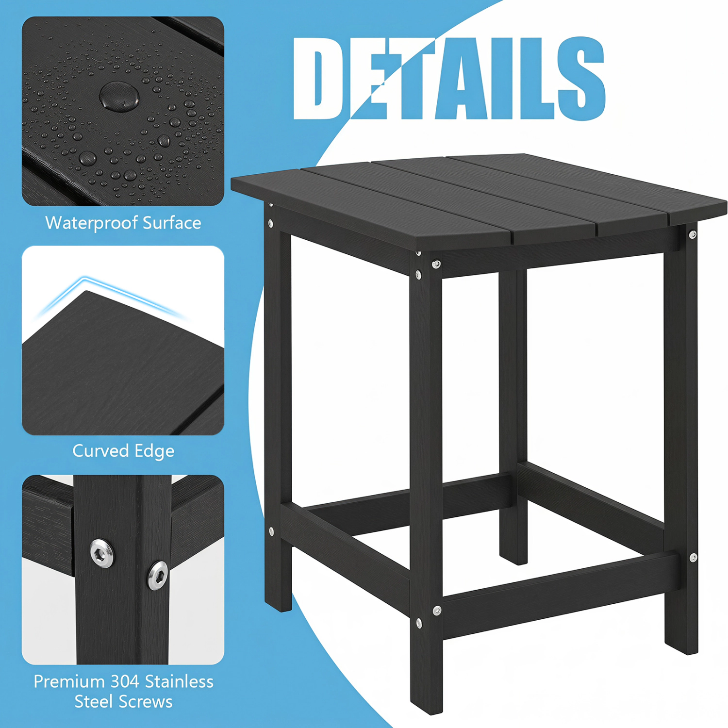 Hivvago 2-Pieces 18 Inches Adirondack Outdoor Side Table For Patio And Garden
