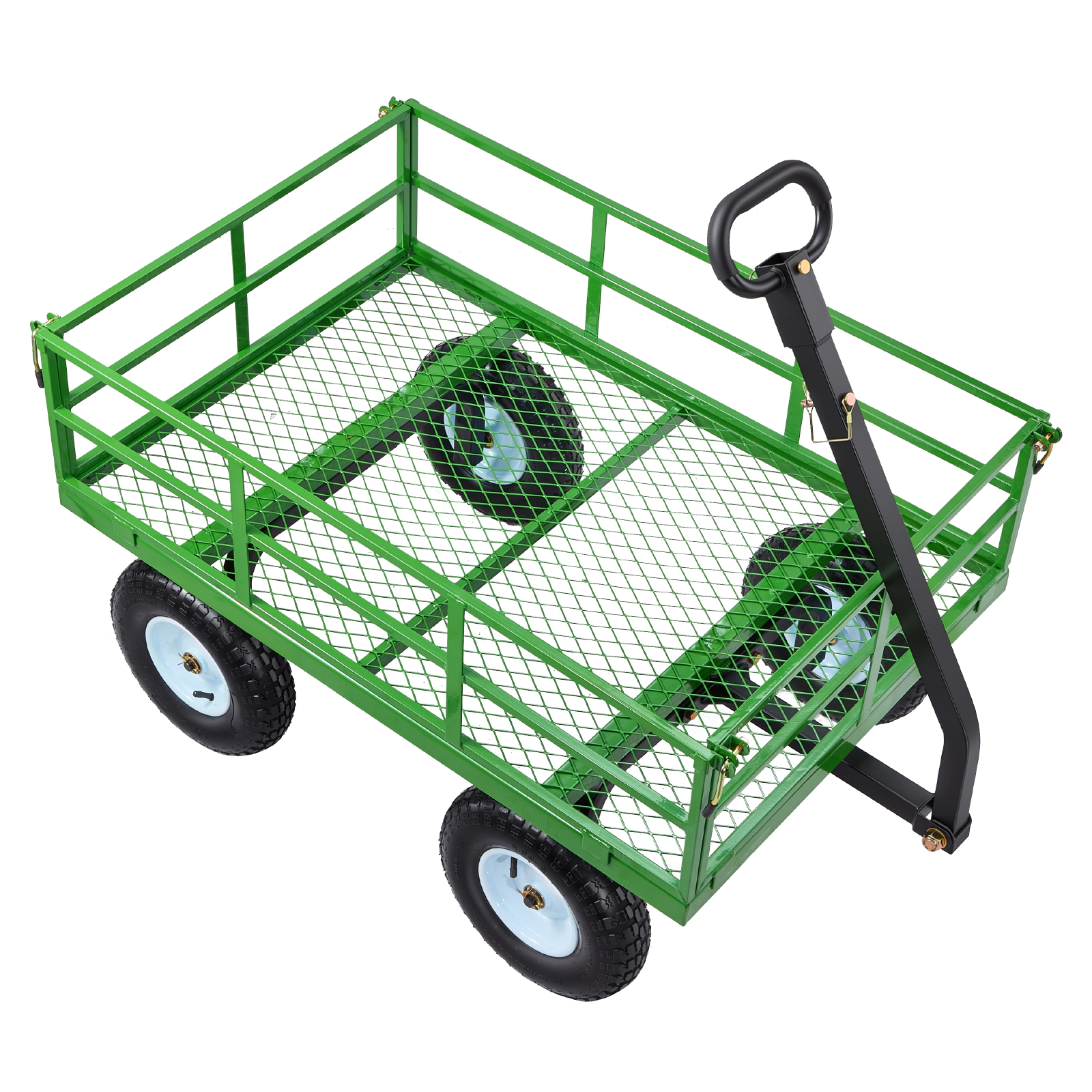 HONGGE Steel Garden Cart Heavy Duty Pullable Wagon Yard 2 1 Outdoor Metal Utility Trailer
