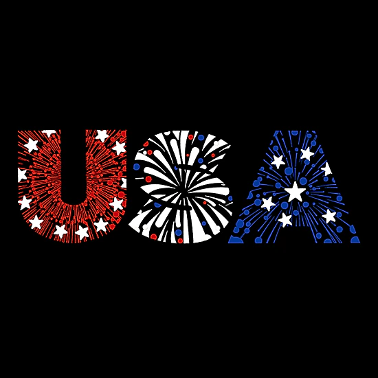 LA Pop Art Men's Cotton/Poly Blend Word Art T-Shirt - USA Fireworks