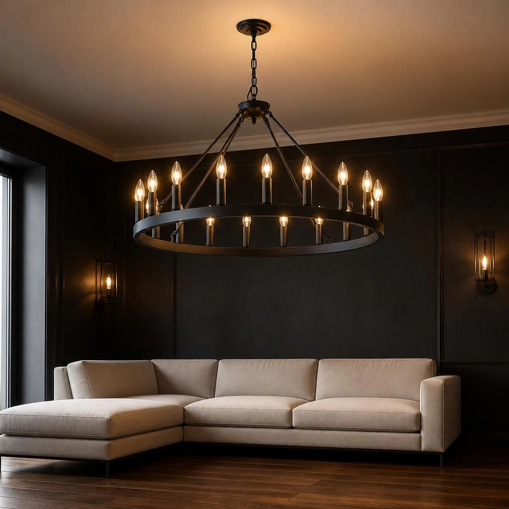 ELEMENT ACE Modern Circular Iron Flush Mount Ceiling Light