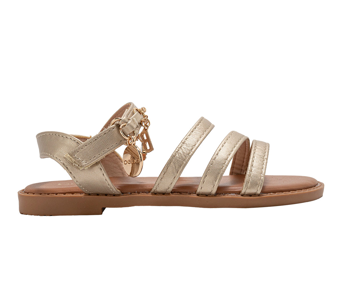 bebe Girl's Fashion Sandals - Dressy Shoes with Decorative Chain and Charms