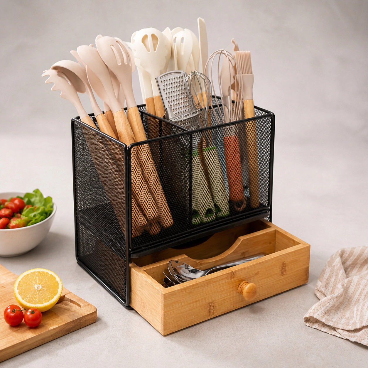 WZK Extra Large With Drying Drawer Kitchen Utensil Holder