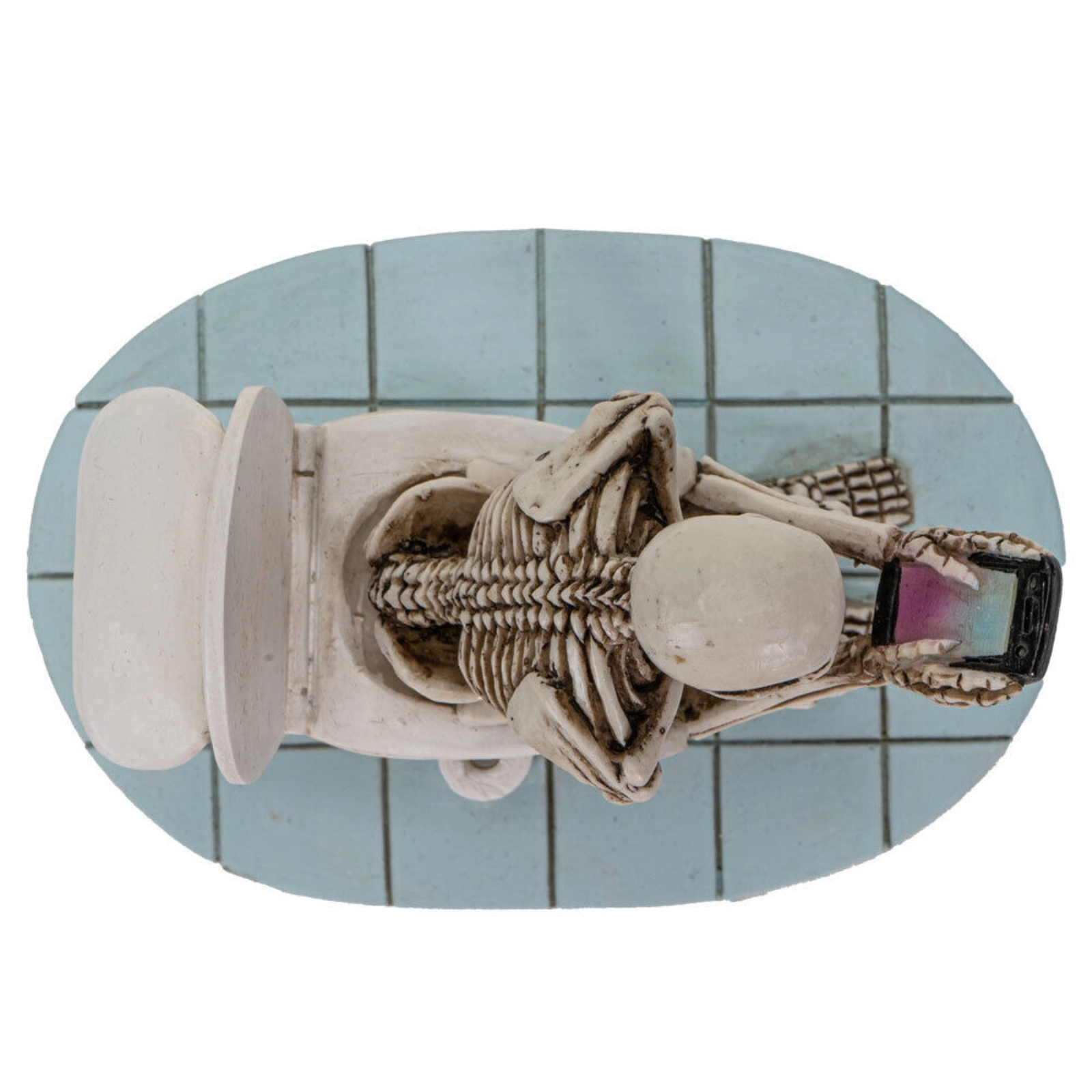 Pacific Giftware Skeleton Sitting on Toilet Looking At Phone Figurine 4.25 inch