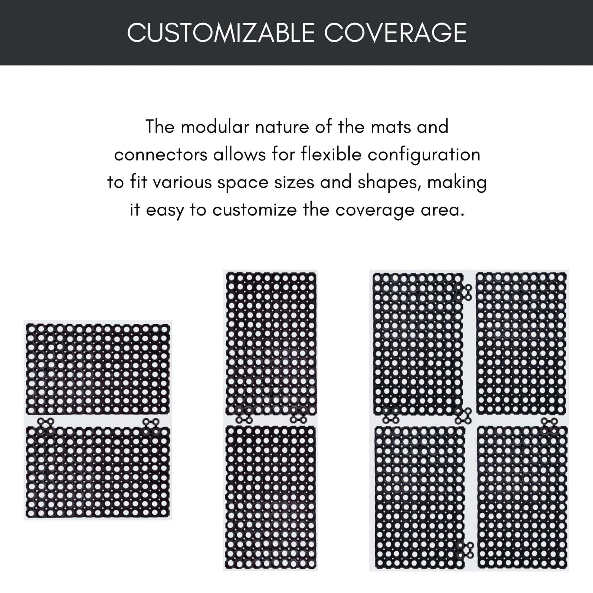 Evideco French Home Goods Black Connectors Rubber Doormat 2.7 x 2.7 Inches