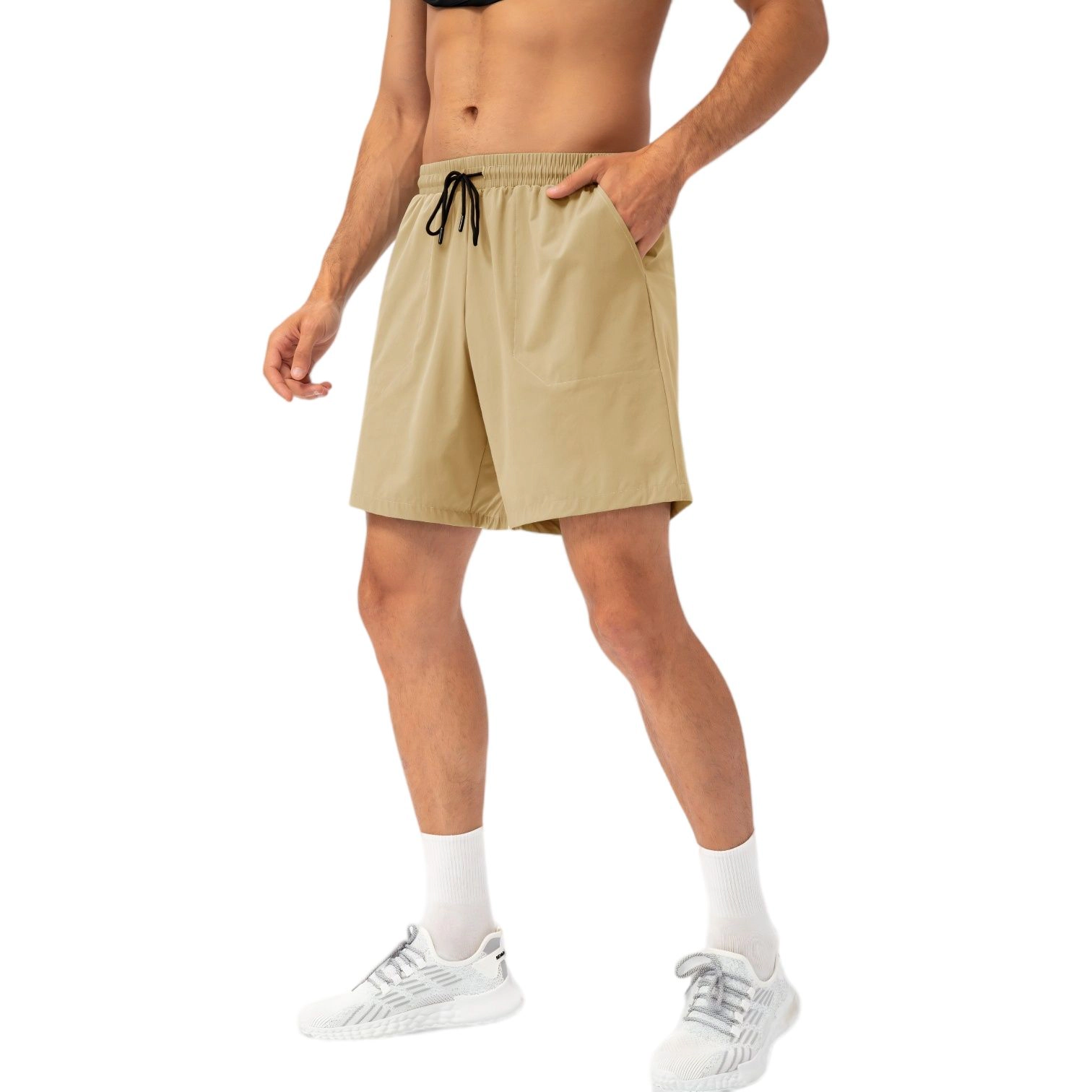 Anna-Kaci Men's Lightweight Quick-Dry Shorts with Elastic Drawstring Waist and Side Pockets