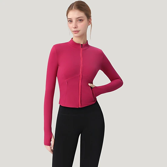 Anna-Kaci Women's Long Sleeve Full-Zip Athletic Jacket with Thumbholes and Fitted Silhouette