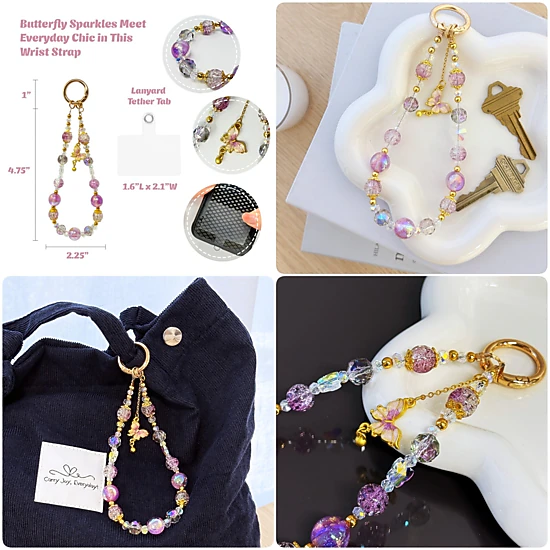 Wrapables Sparkling Beaded Cell Phone Wrist Strap, Keychain, Bag Charm ...