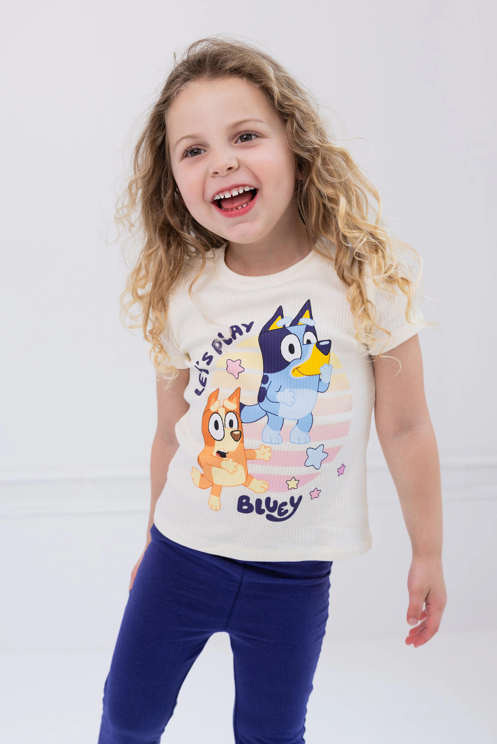 Bluey Girls' Zip-Up Hoodie T-Shirt and Pants Set