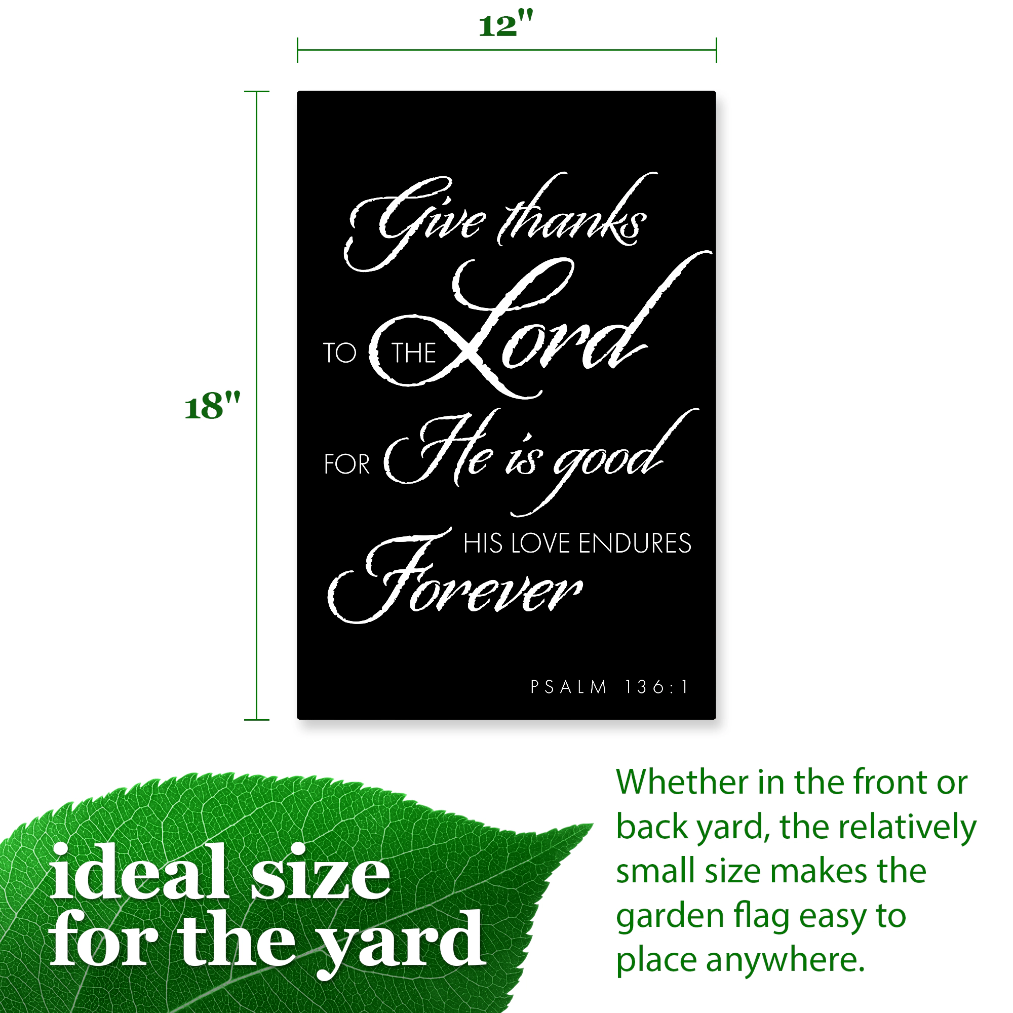 G128 Give Thanks to the Lord Scripture Garden Flag 12 x 18 in Double-Sided