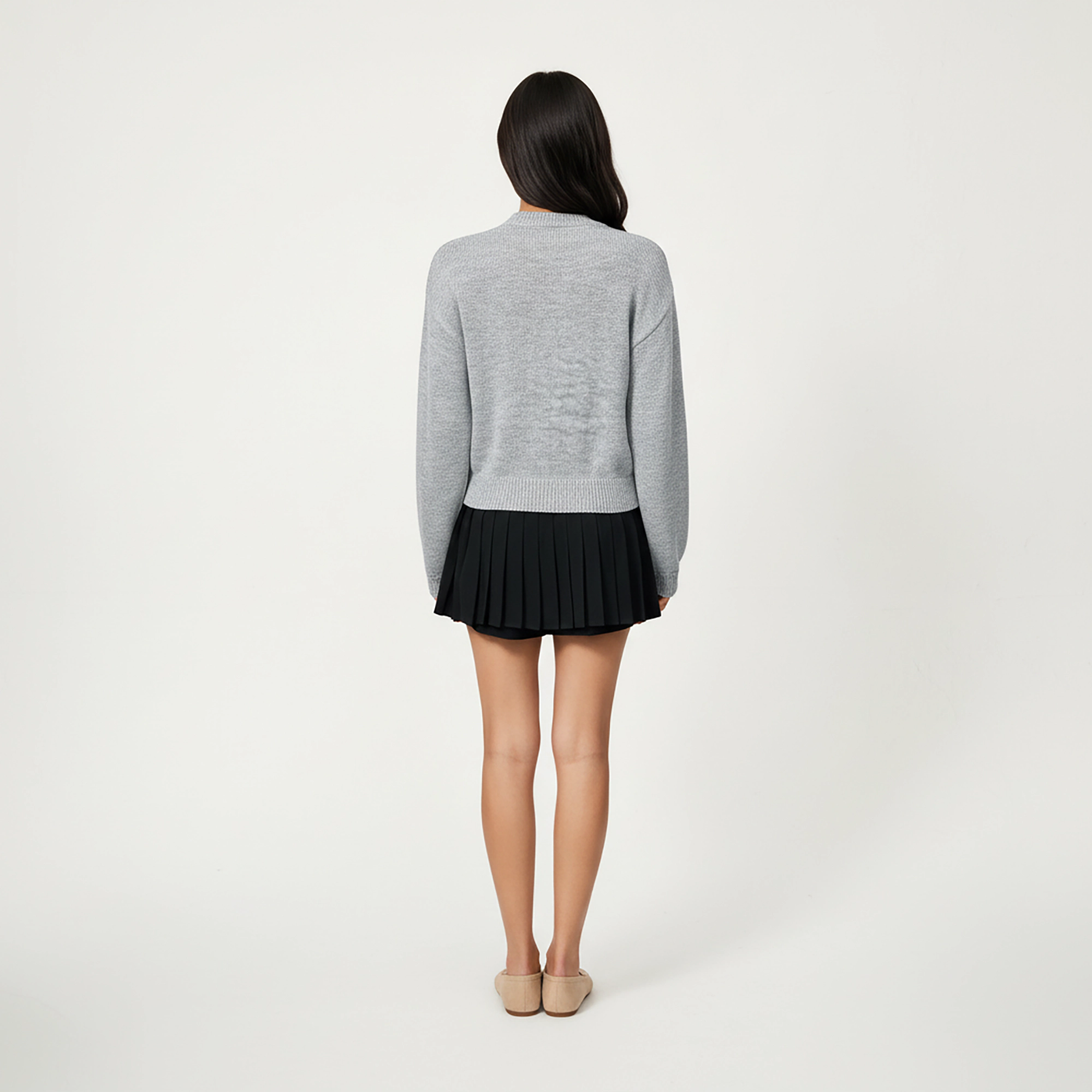 Anna-Kaci Women's Long Sleeve Knit Top with Dimensional Ribbon Design and Soft Textured Fabric for Stylish Everyday Wear