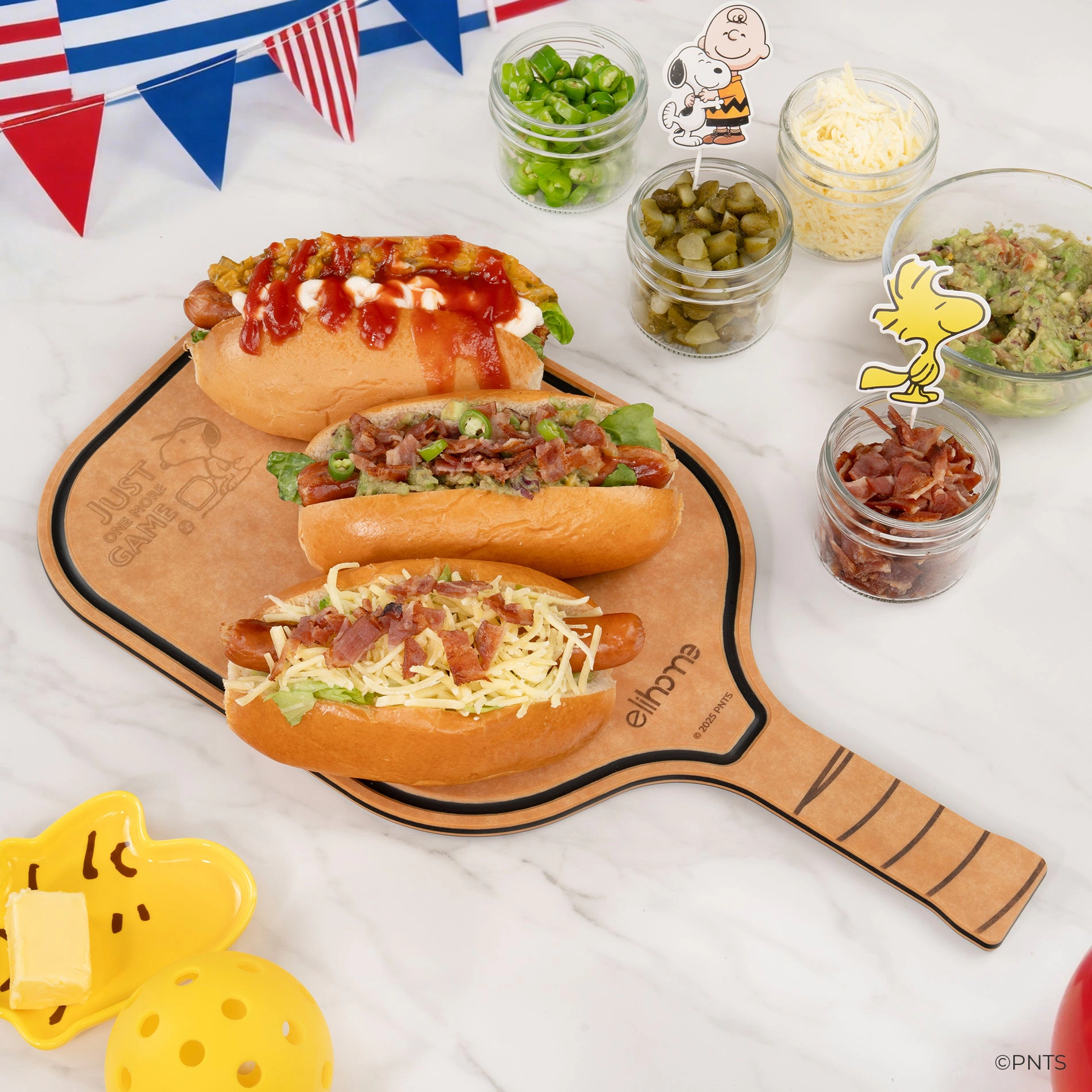 Elihome x Peanuts Pickleball Paddle Charcuterie & Cutting Board