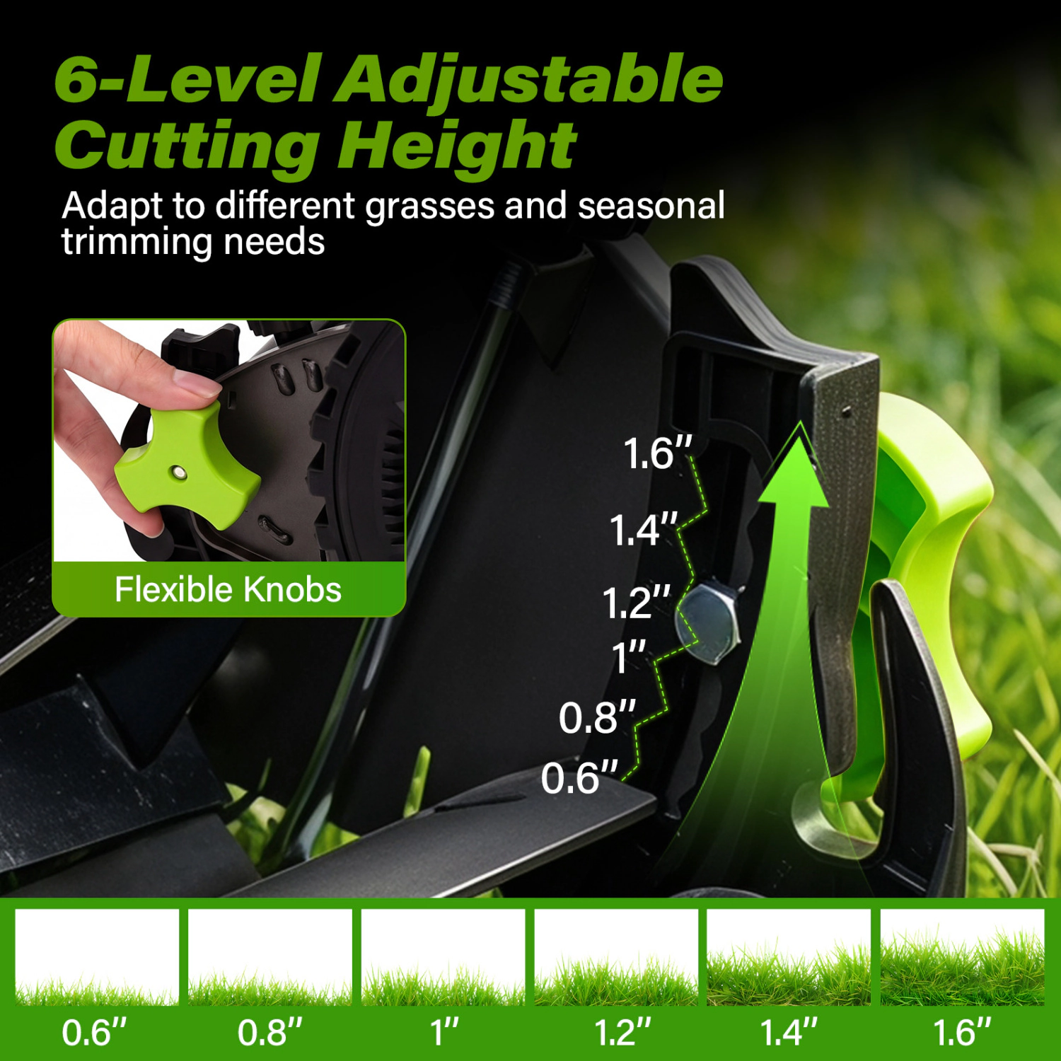 LJG 16 Inch Adjustable Cutting Heights 5-Blade Push Reel Lawn Mower with 8 Gal Removable Grass Catcher Bag