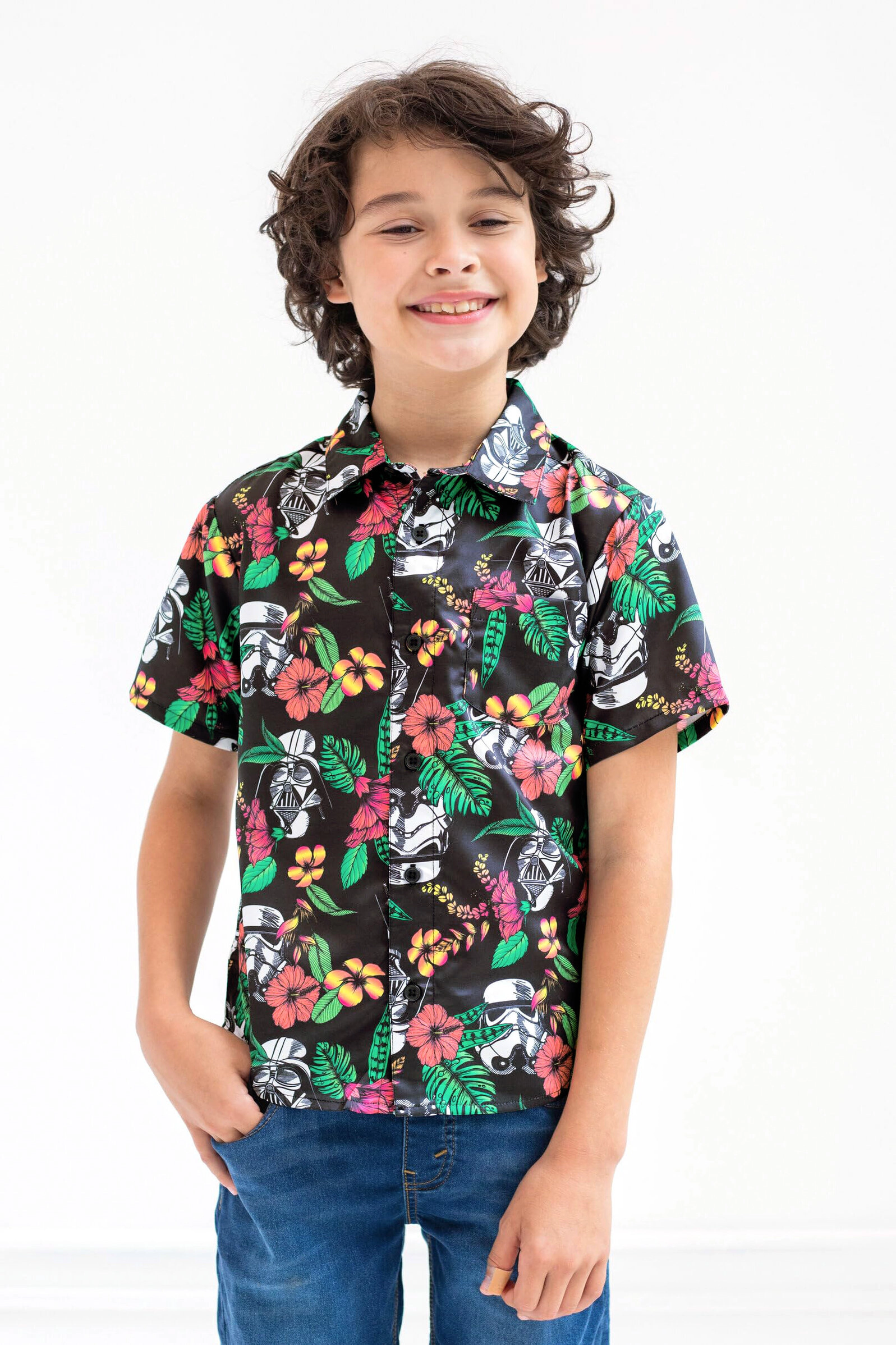 Star Wars Boys' Hawaiian Button Down Shirt