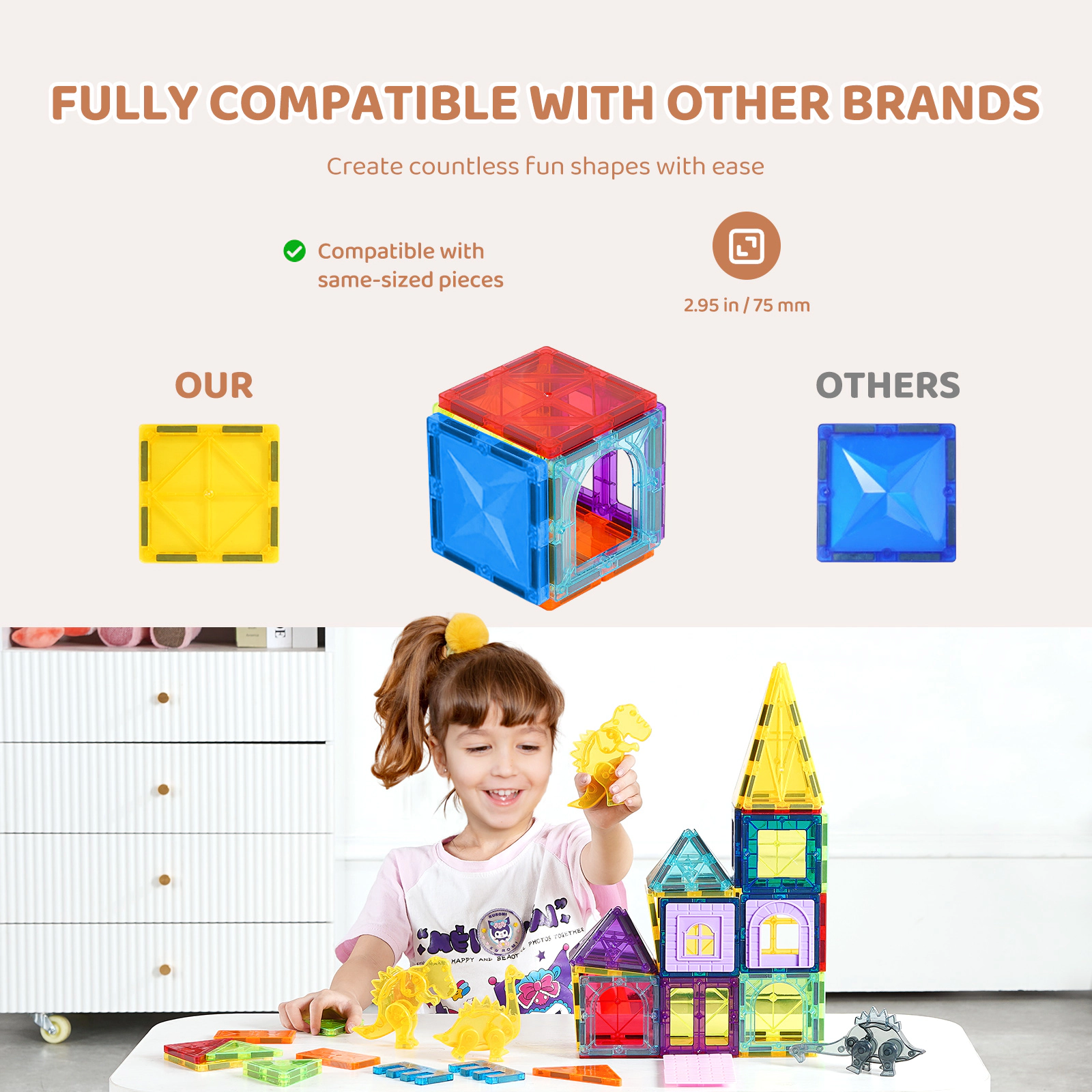 HONGGE Magnetic Tiles, Magnetic Building Blocks for Kids, Magnet Building Set