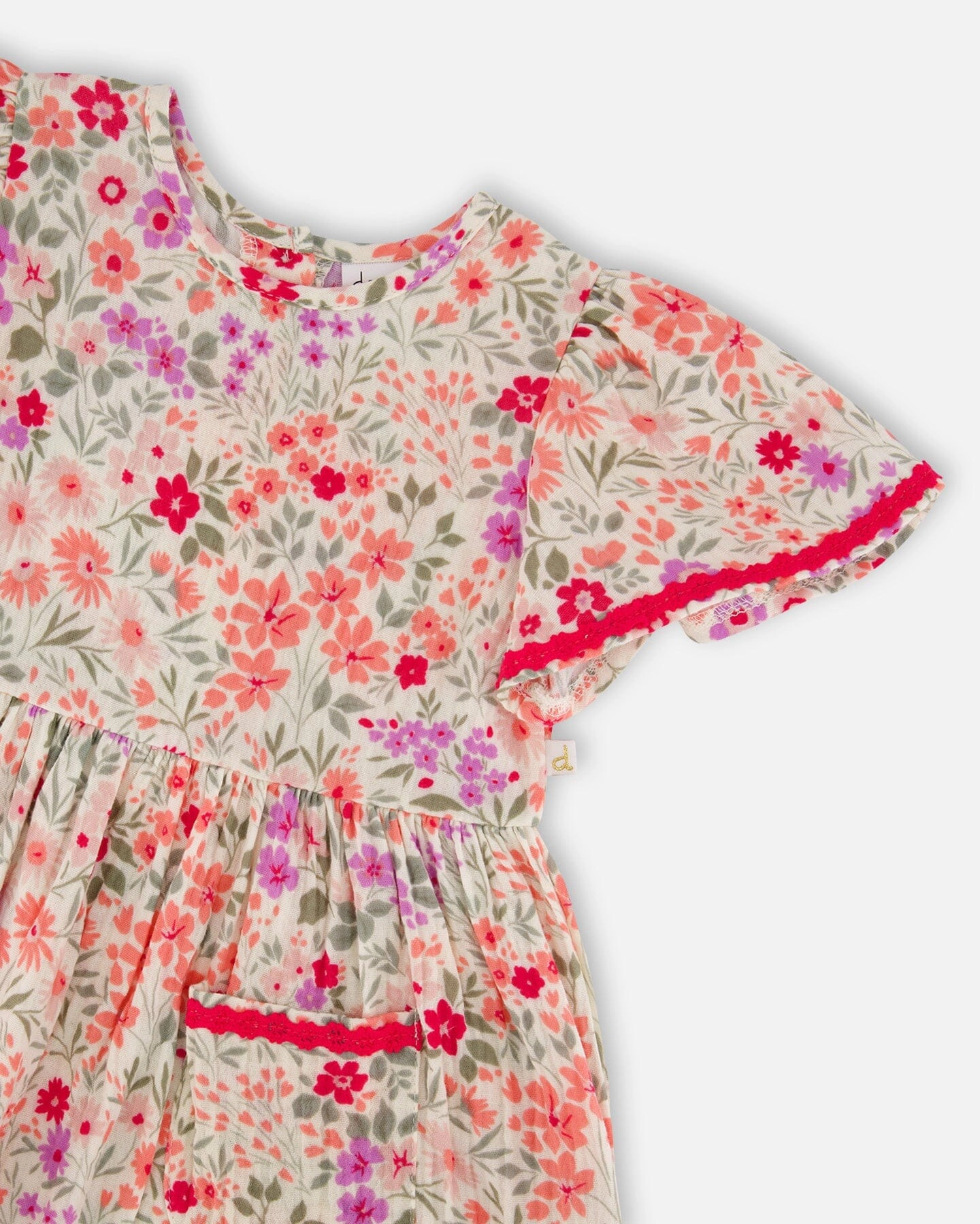 Deux par Deux Girls Muslin Dress Printed Flowers