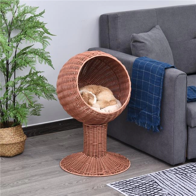 212 Main PawHut Elevated Cat Bed with Rotatable Egg Chair Pod