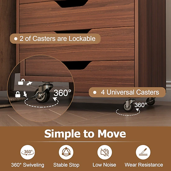 Hivvago 7-Drawer Chest Storage Dresser Floor Cabinet Organizer With Wheels