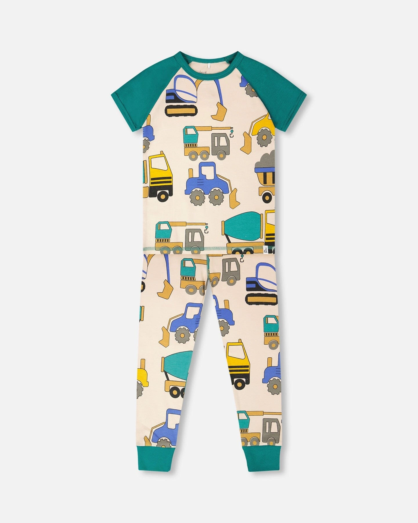 Deux par Boys Organic Cotton Truck Print Top and Pants Two-Piece Pyjama Set