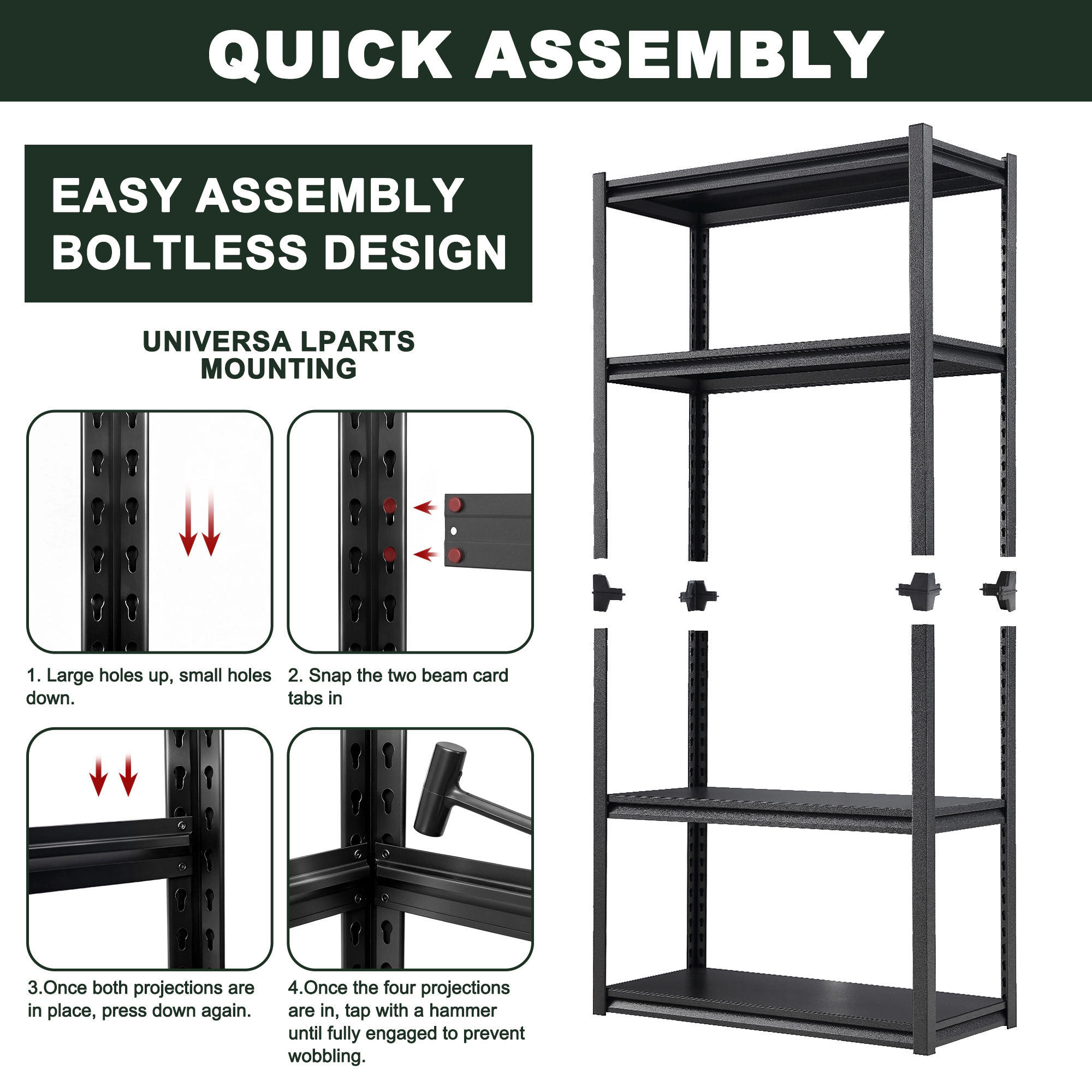 Flynama 5-Tiers Heavy Duty Steel Adjustable Garage Storage Shelving Unit in Black (35.4 in. W x 72 in. H x 15.7 in. D)