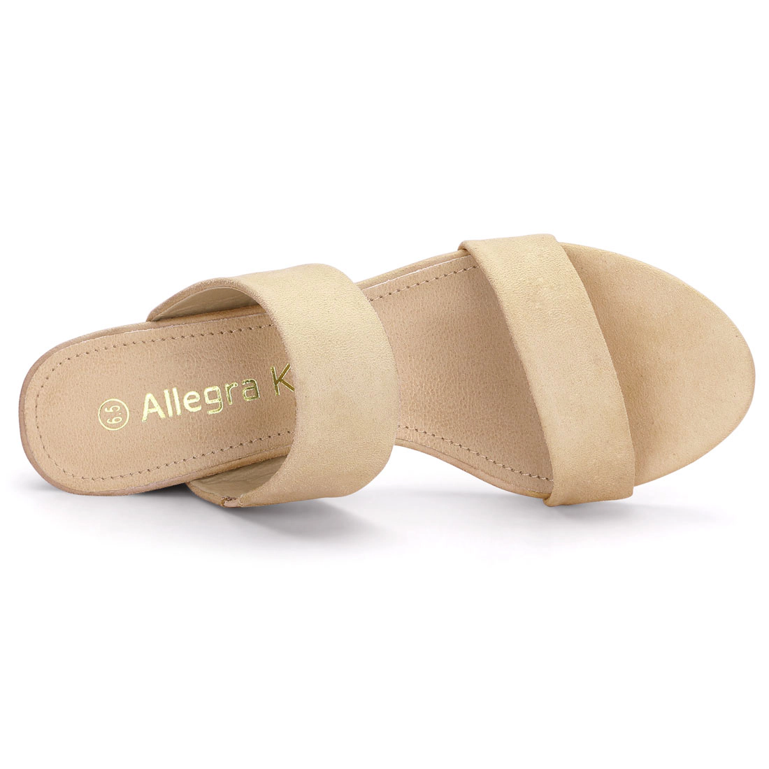 BLISSFUL STEP Women's Block Heel Double Straps Slide Sandals