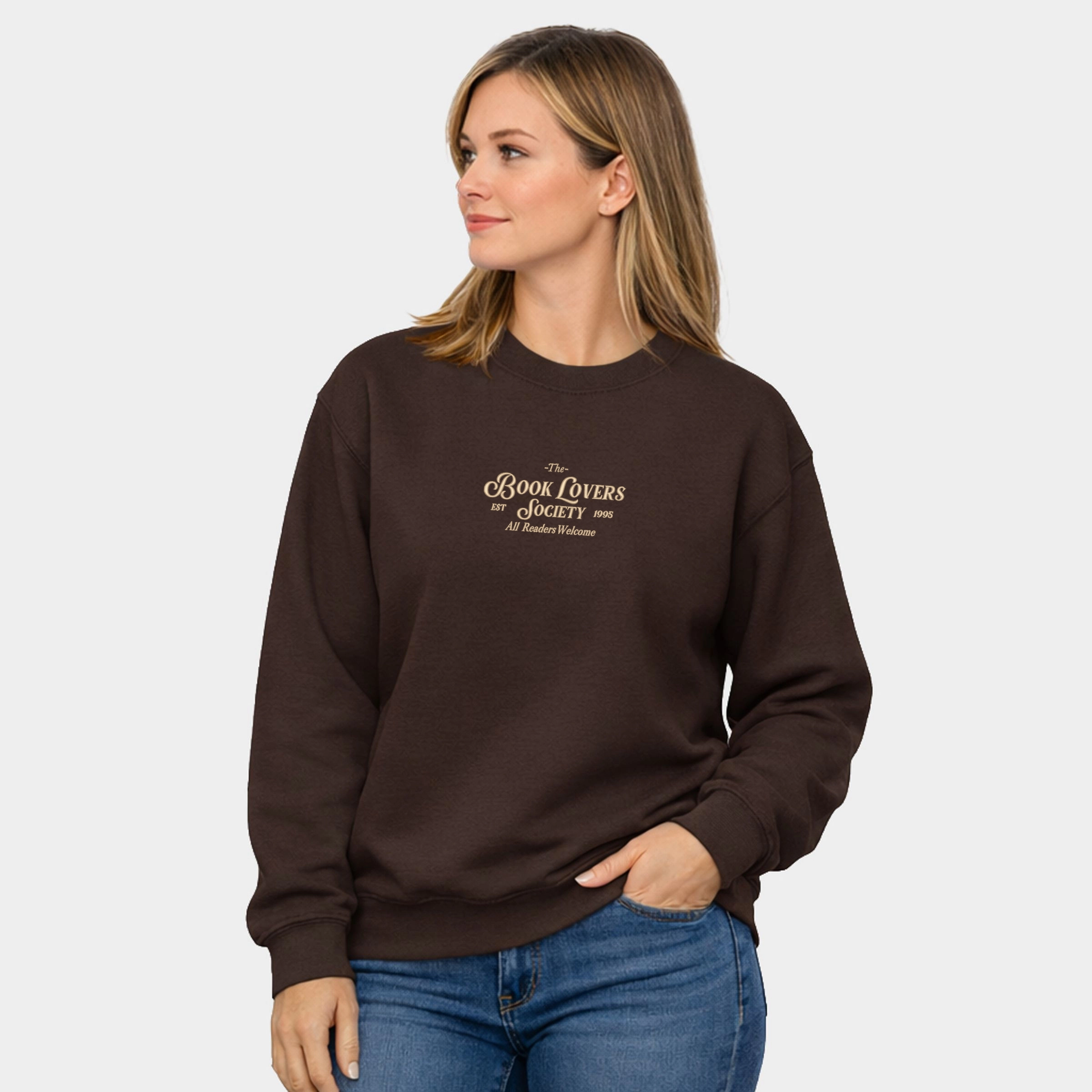 Simply Sage Market - Women's Graphic Sweatshirt Embroidered Book Lovers Society