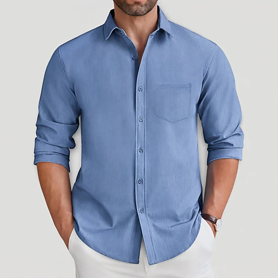 COOFANDY Mens Long Sleeve Button Down Shirts Spread Collar Chest Pocket Casual Tops
