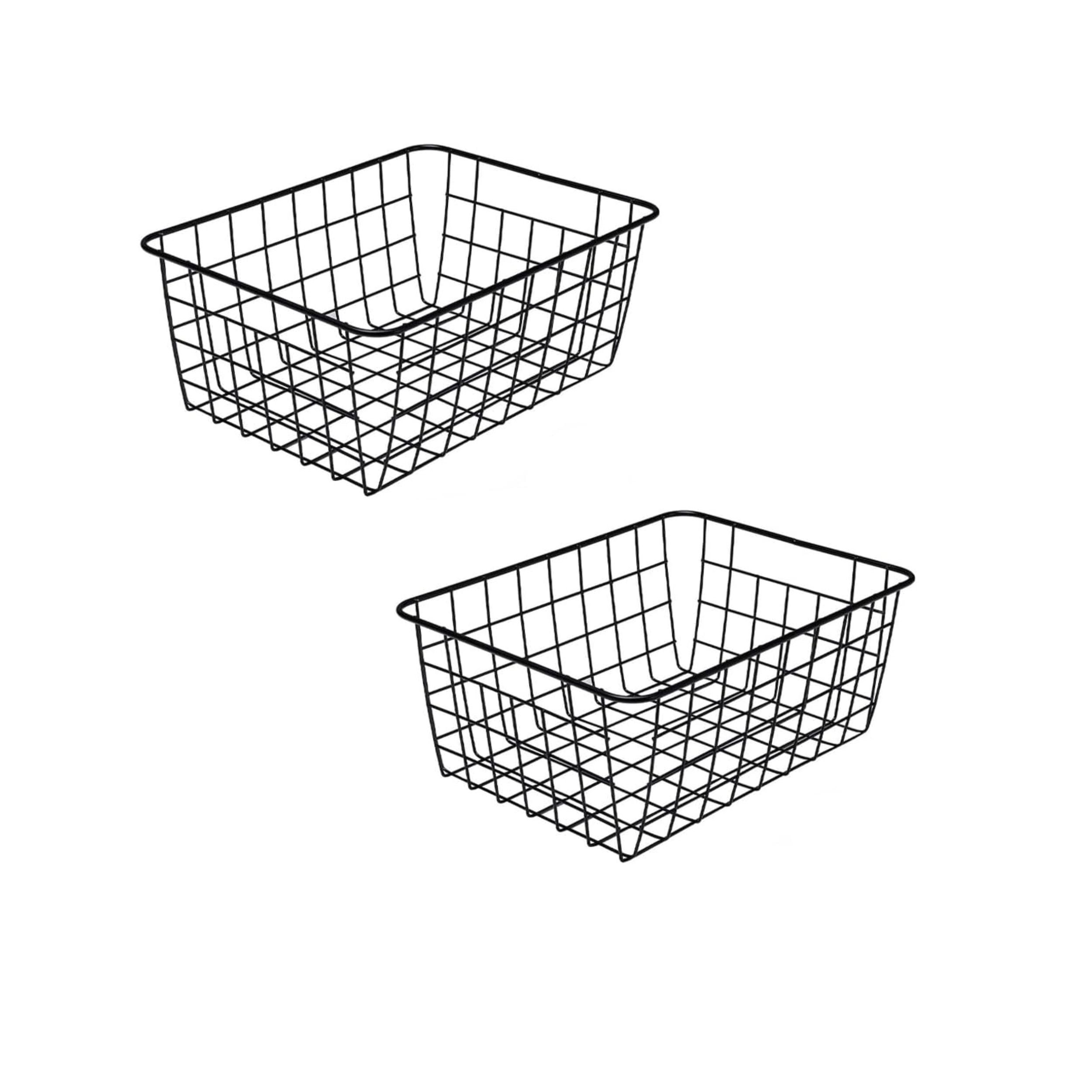 Stock Preferred Wire Storage Basket with Handles for Pantry Kitchen and Cabinets