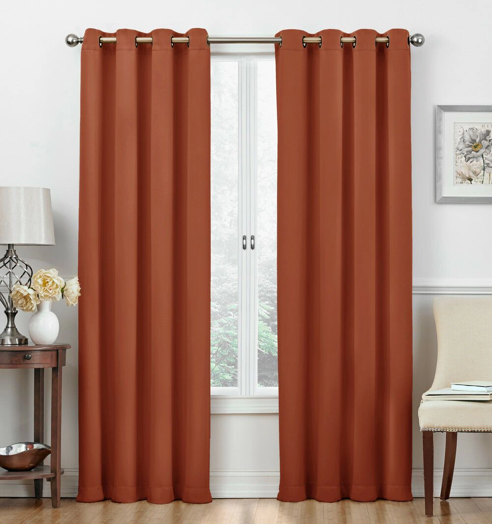 Kate Aurora Basic Jacquard 2 Piece Blackout Grommet Top Hotel Window Curtains