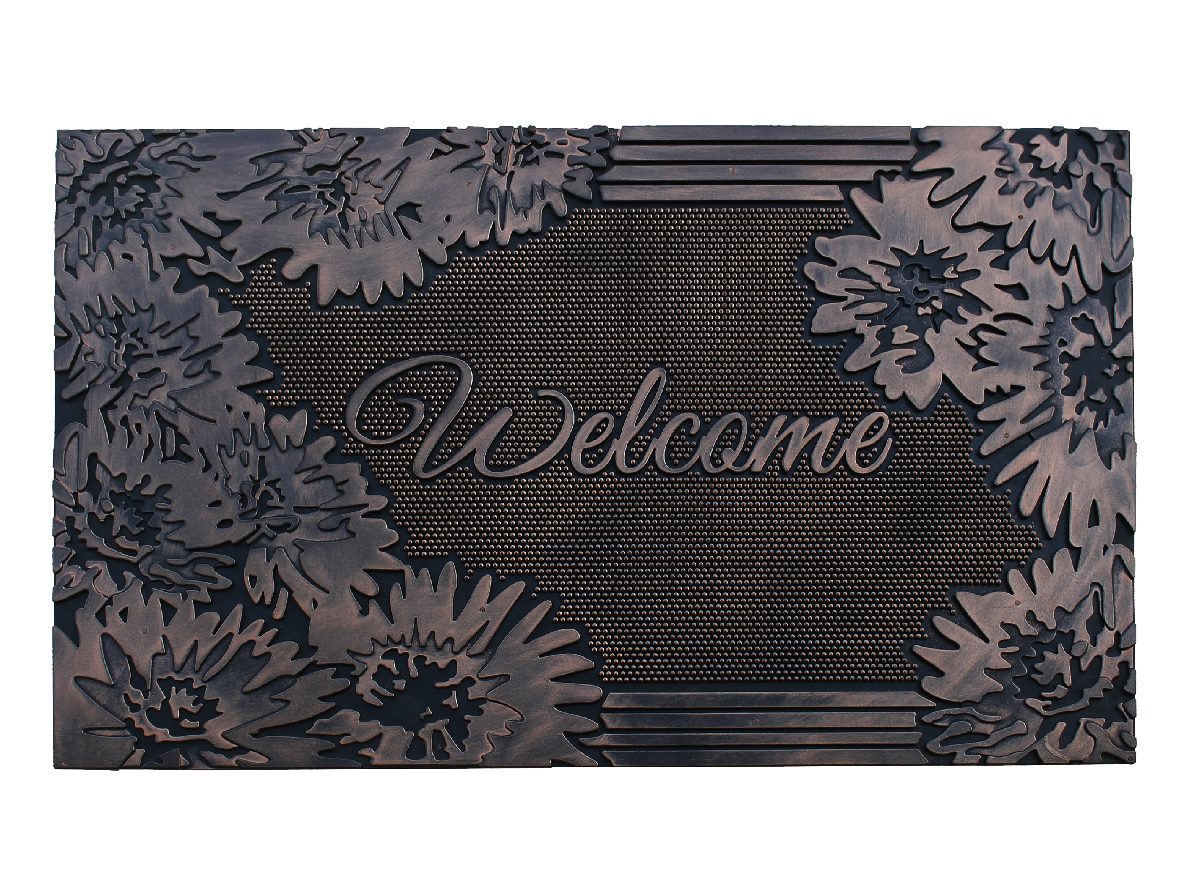 A1 Home Collections Floral Pin Rubber Welcome Doormat Non-Slip Front Door Entry Mat Indoor Outdoor 18 x 30 In