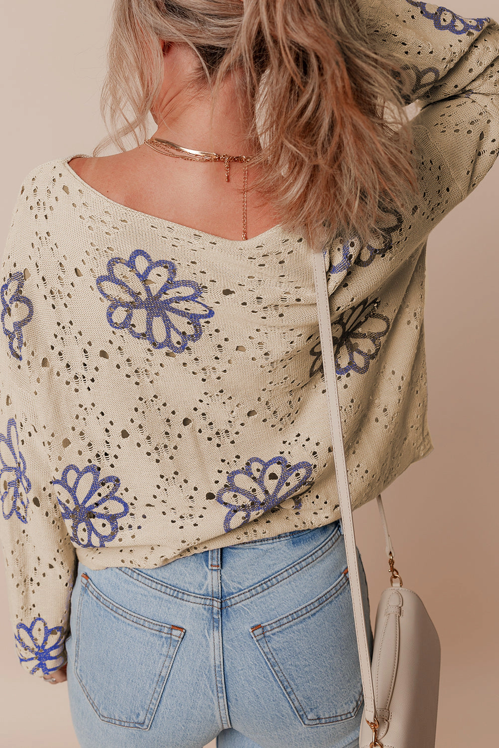 Threaded Pear Women's Harper Eyelet Drop Shoulder Sweater