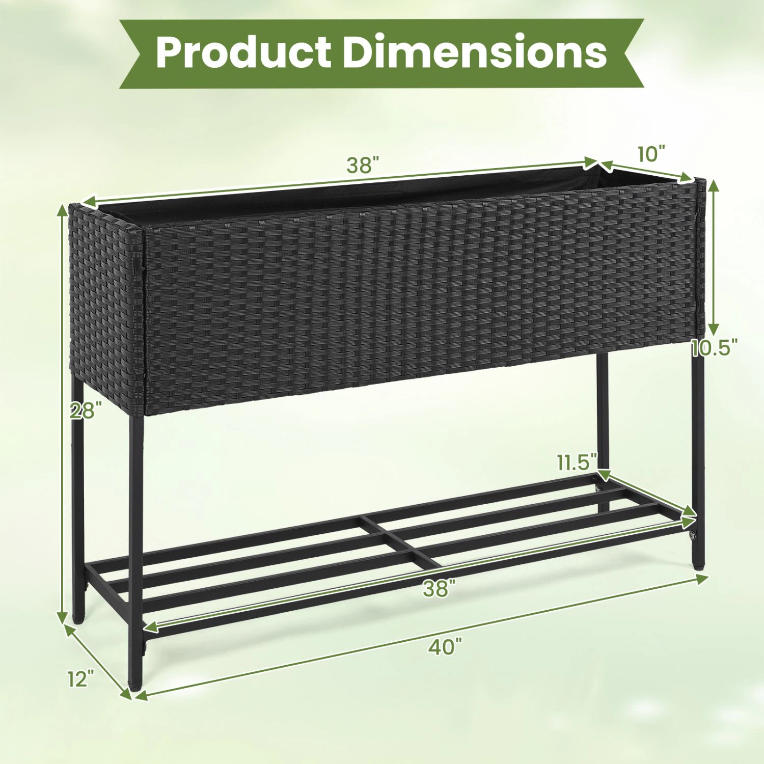 Slickblue Elevated Garden Planter Box with Shelf and Metal Legs