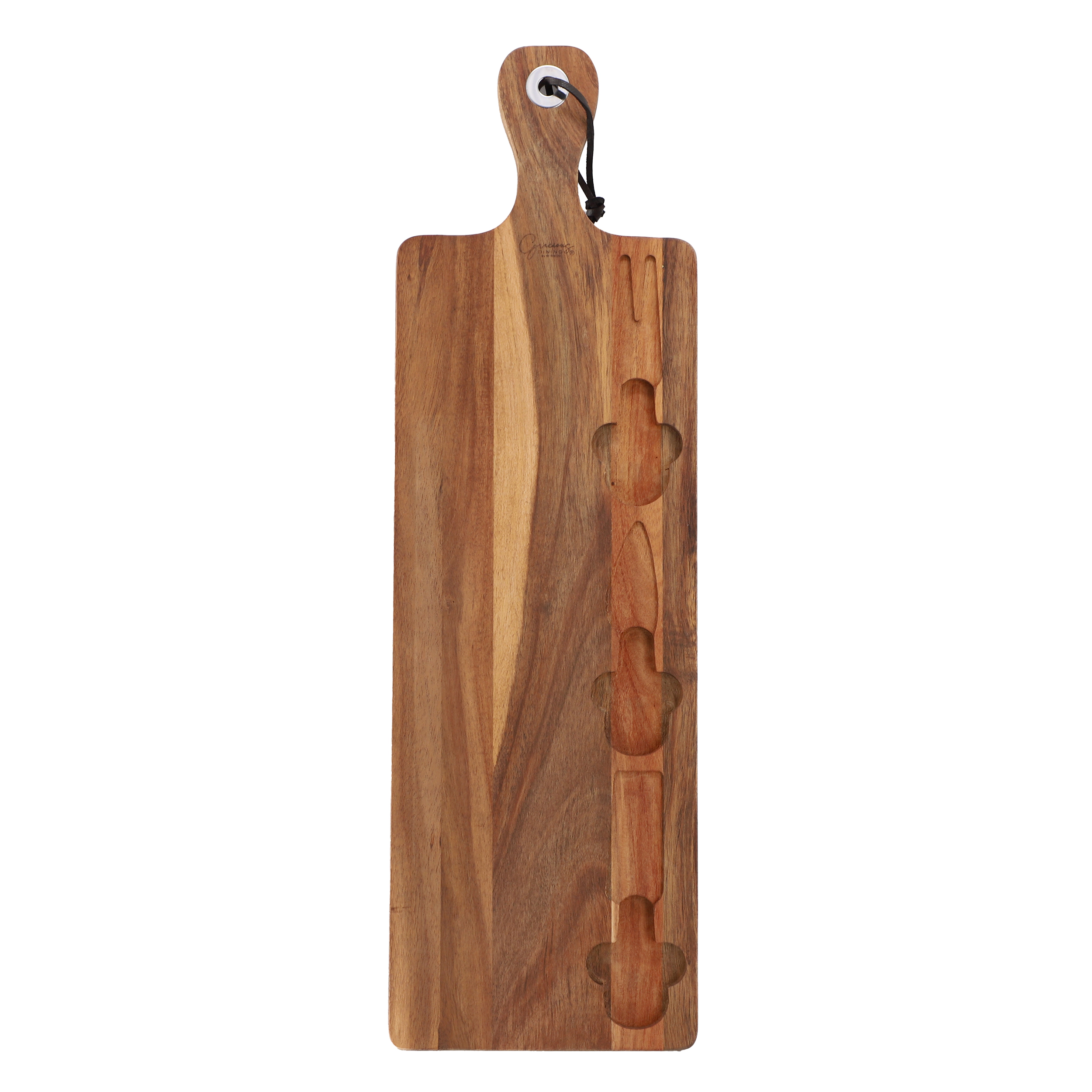 Gibson Elite Gracious Dining 4 Piece Acacia Wood Charcuterie Board With Cheese Knives in Brown