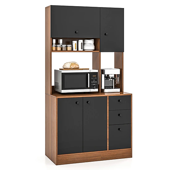 Glintex 71-Inch Kitchen Pantry with 3 Cabinets and 3 Deep Drawers