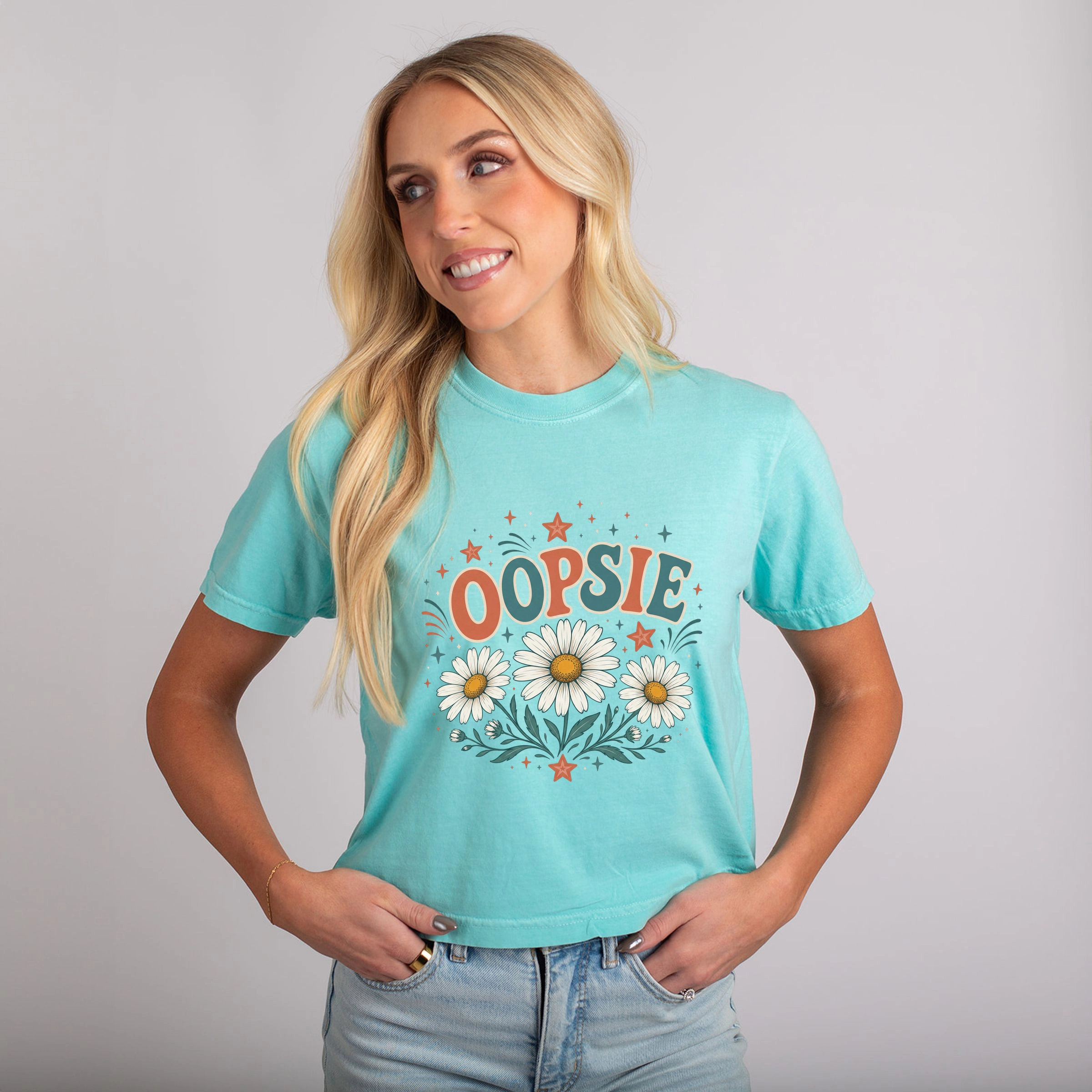 Simply Sage Market - Women's Boxy Crop Top Graphic T-Shirt