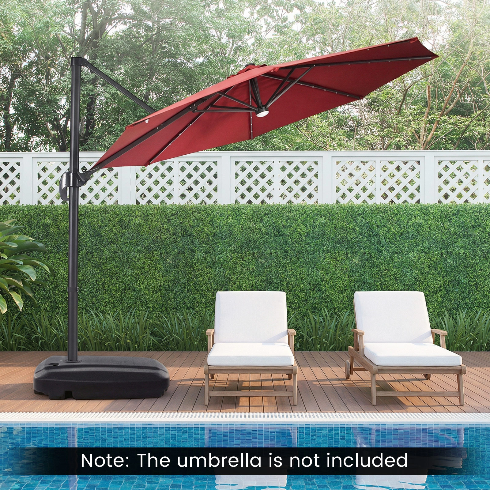 Slickblue Fillable Cantilever Patio Umbrella Base with T-Shaped Cross Base and Rolling Wheels