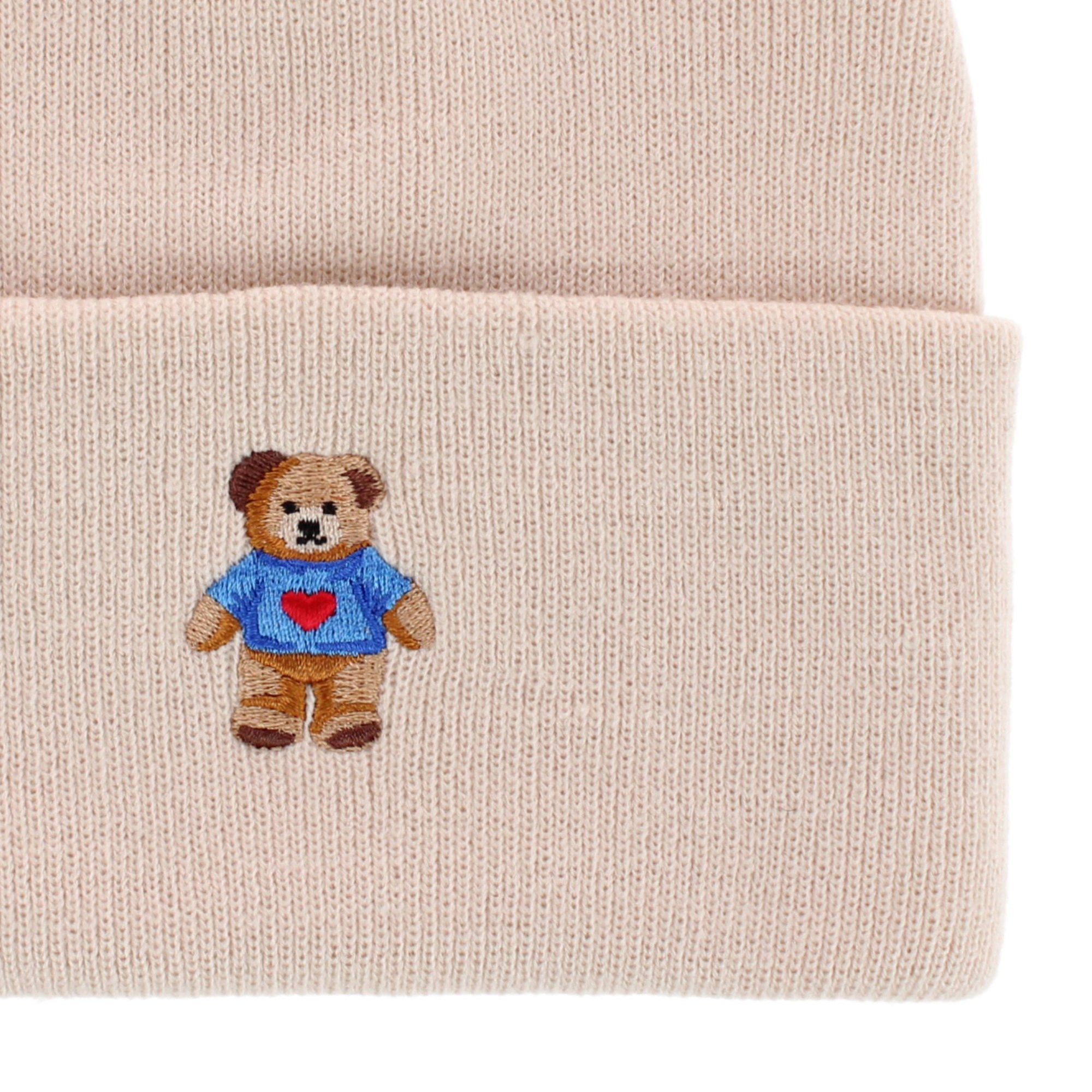David & Young Women's Teddy Bear Embroidery Knit Winter Beanie Hat