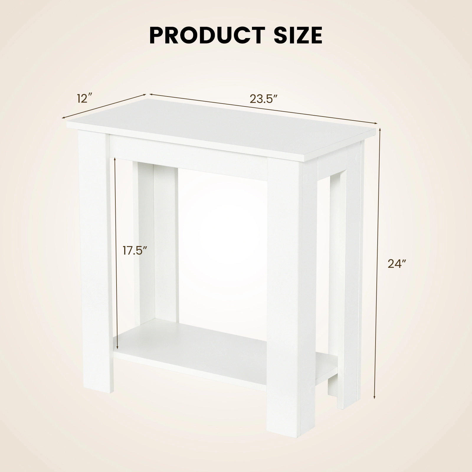 SUGIFT 2-Tier Modern Compact End Table with Storage Shelf 110-Lb Tabletop Capacity 44-Lb Shelf Capacity White